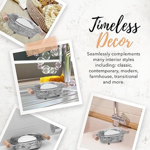 Miniatura 7 de Autumn Alley Jabonera galvanizada para baño, divertida bandeja de jabón de cocina, accesorios de baño de granja, jabonera rústica, asas de madera