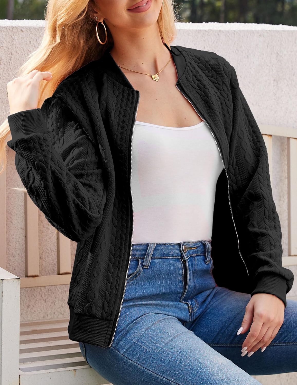 Zip Up Sweatshirts for Women Casual Outfits Cardigan Outerwear Trendy Winter Jackets Coat - Image 7