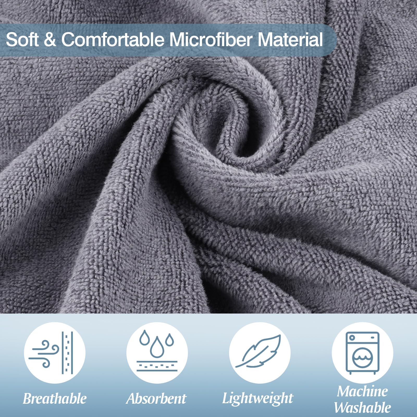 Maxmoc Serviette de sauna réglable pour homme, grande serviette de sauna, à séchage rapide, en microfibre, avec boutons-pression et poches, pour salle de gym, douche, sauna (70 x 140 cm, gris)