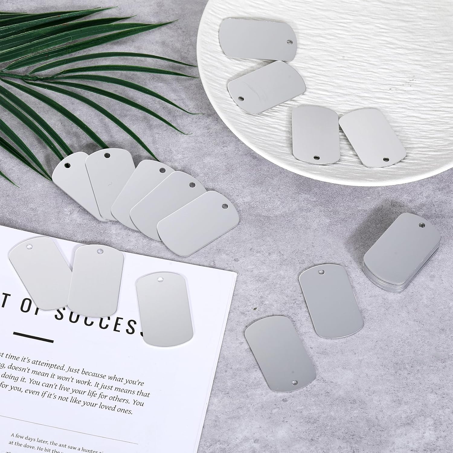 Xthrotsenk 25 Pcs Aluminum Stamping Blanks Tags, Rectangle, Silver, 1.96 x 1.18 inches, Polished, No Pattern - Image 3