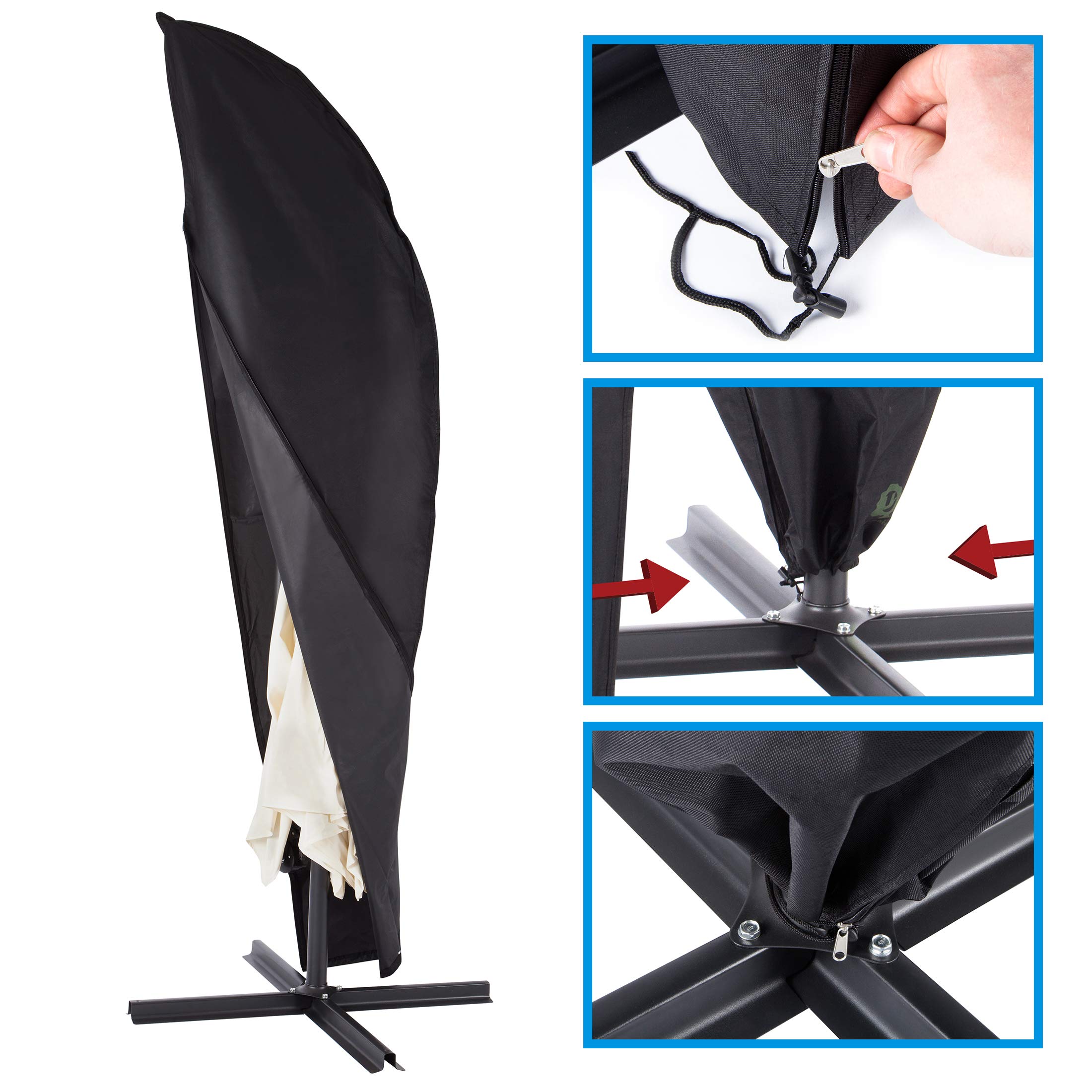 Housse De Protection Pour Parasol Et étendoir à Linge - Imperméable, Diamètre Max 25 Cm, Longueur 150 Cm, Couleur Verte - 5