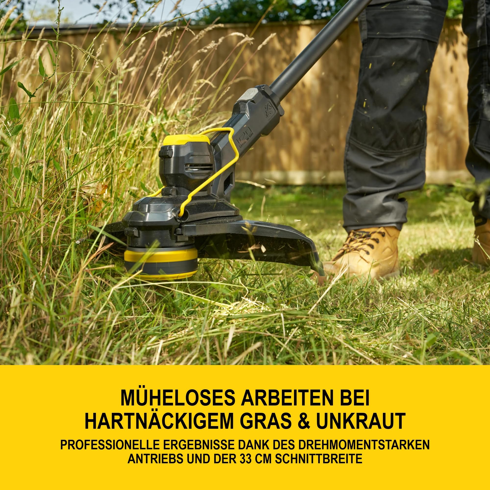 Stanley V20 Akku-Rasentrimmer, mitKantenschutz, inklusive Akku und Ladegerät, 18V,STCST933M1-QW