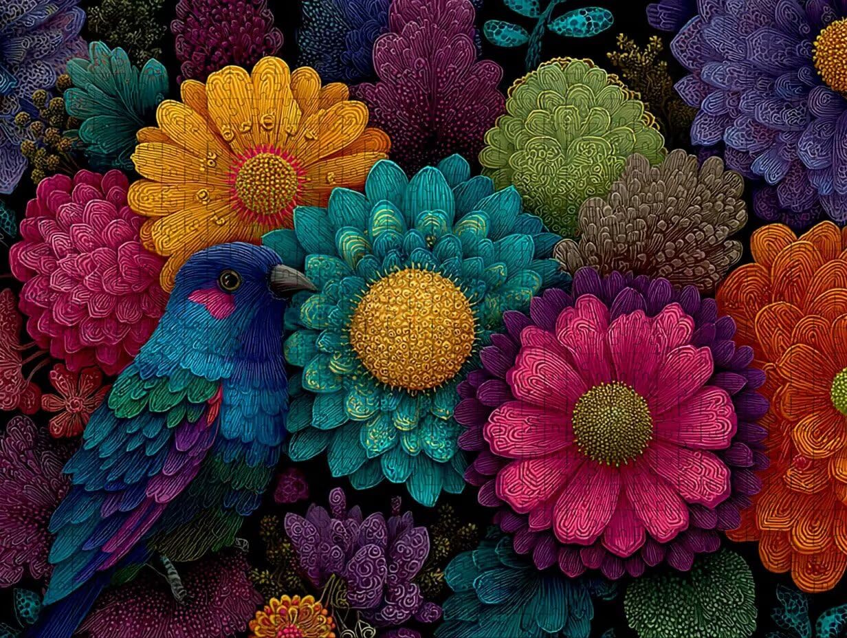 Puzzle 3000 elementów dla dorosłych kwiat, drewniane puzzle 122 x 81 cm, dla mężczyzn kobiet starszych seniorów, części ściśle do siebie pasują, dekompresja, dekoracja ścienna, prezenty dla
