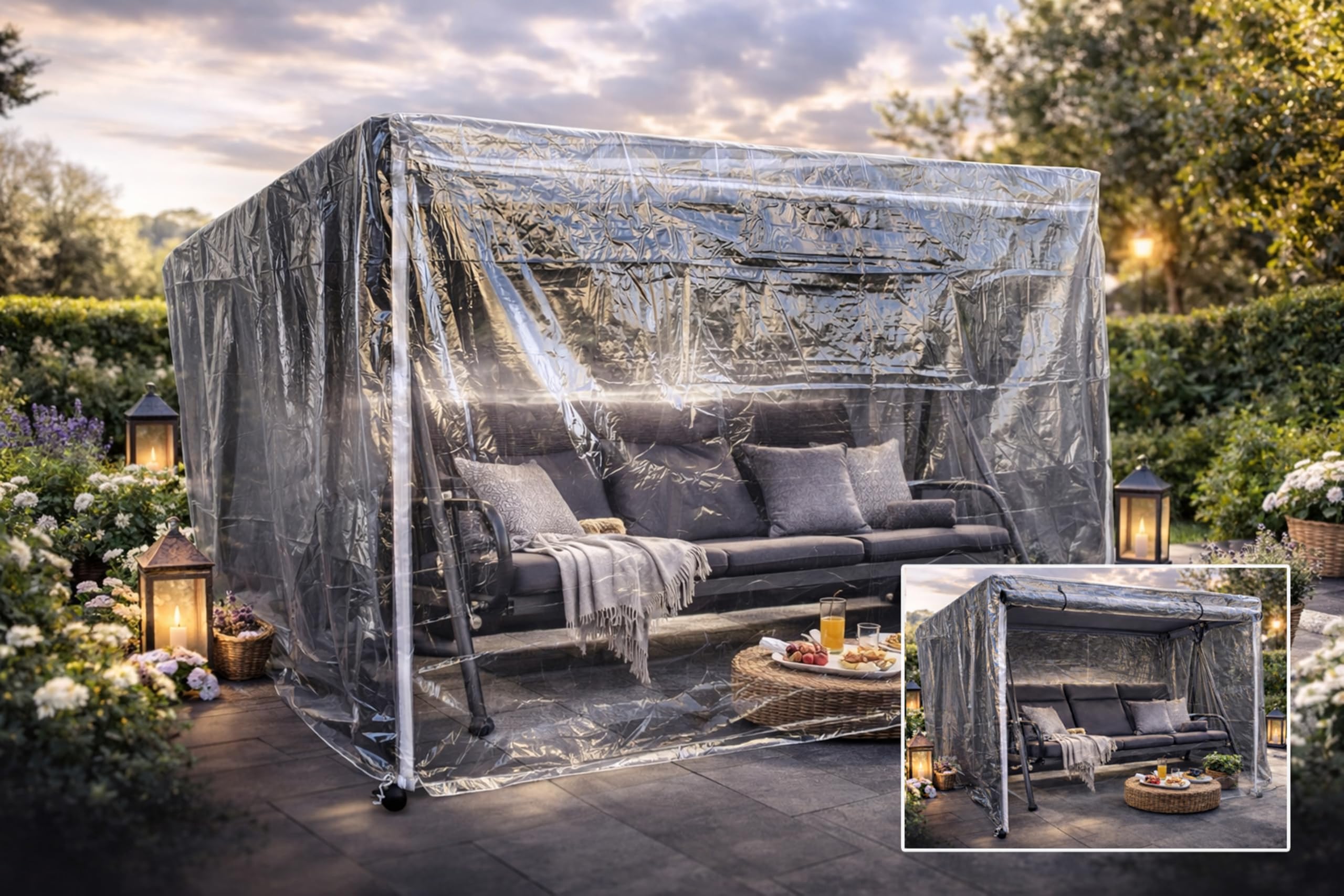 QUICK STAR Schutzhülle für Hollywoodschaukel Triumph 3 Sitzer 215x123x180cm PVC transparent