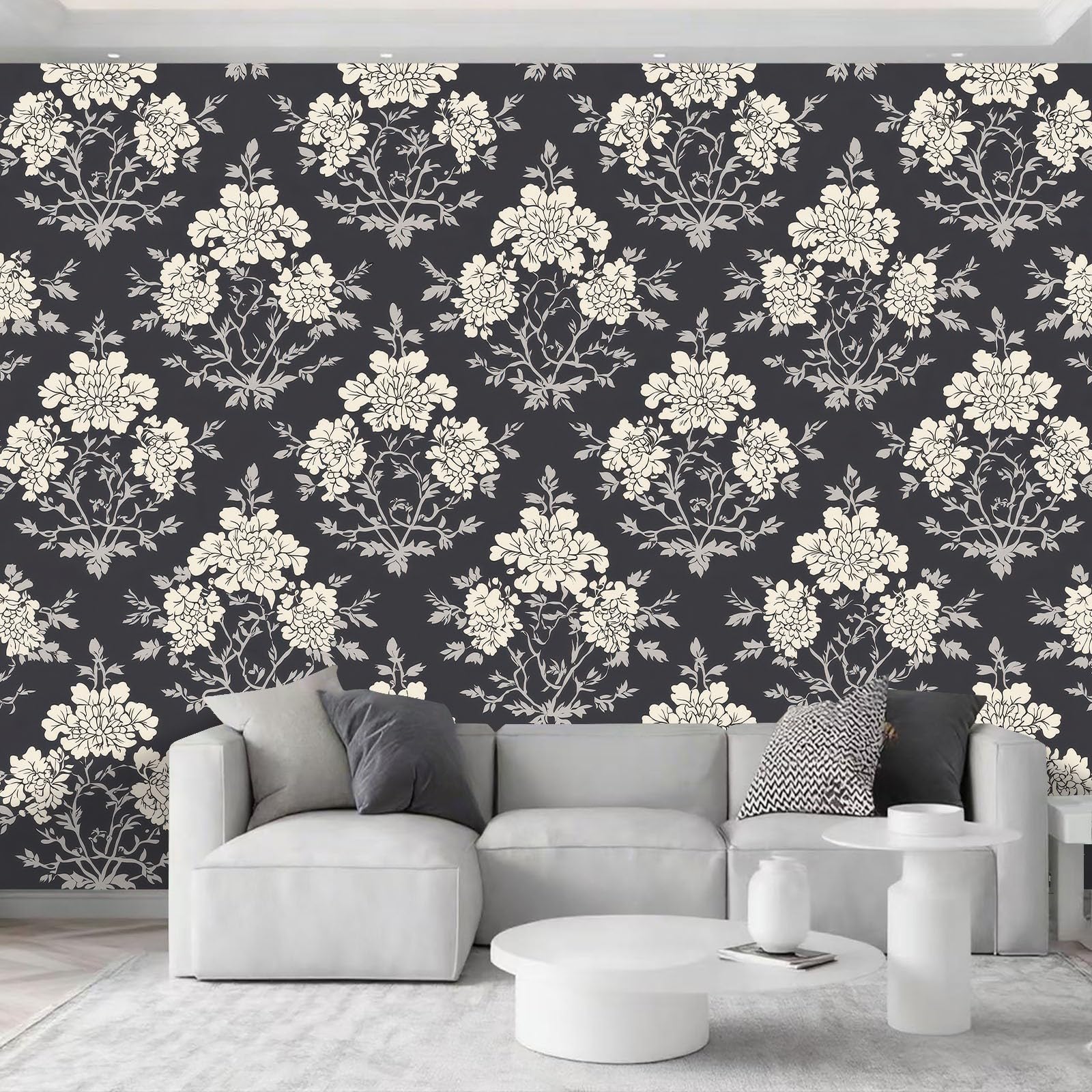 Tapeta 3D panoramiczny obraz ścienny 200 x 140 cm Chiński styl geometryczny kwiatowy tapeta gobelin panoramiczny plakat salon dekoracja ścienna do pokoju dziecięcego, beżowy
