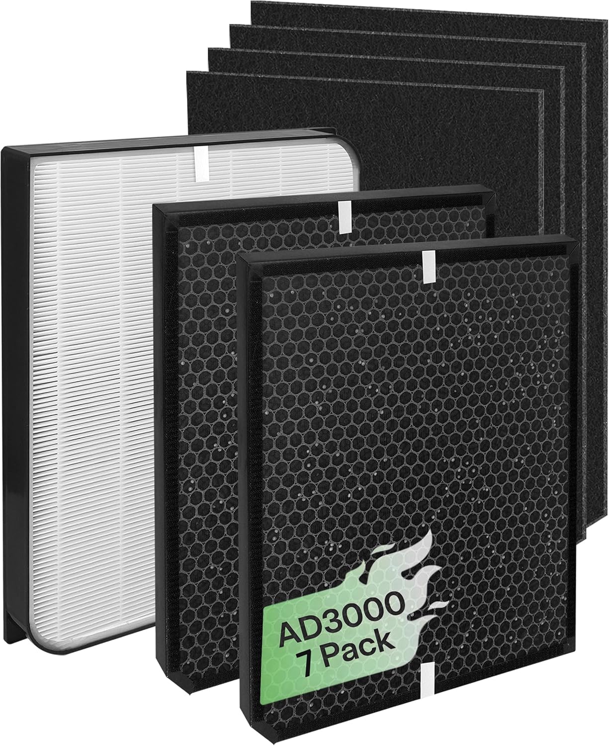 7-Pack AD3000 Replacement Filter Compatible with AirDoctor 3000, 3000M, 3000Pro, 3500 Air Purifiers – 1 Main Filter, 2 Activated Carbon + 4 Pre-Filters