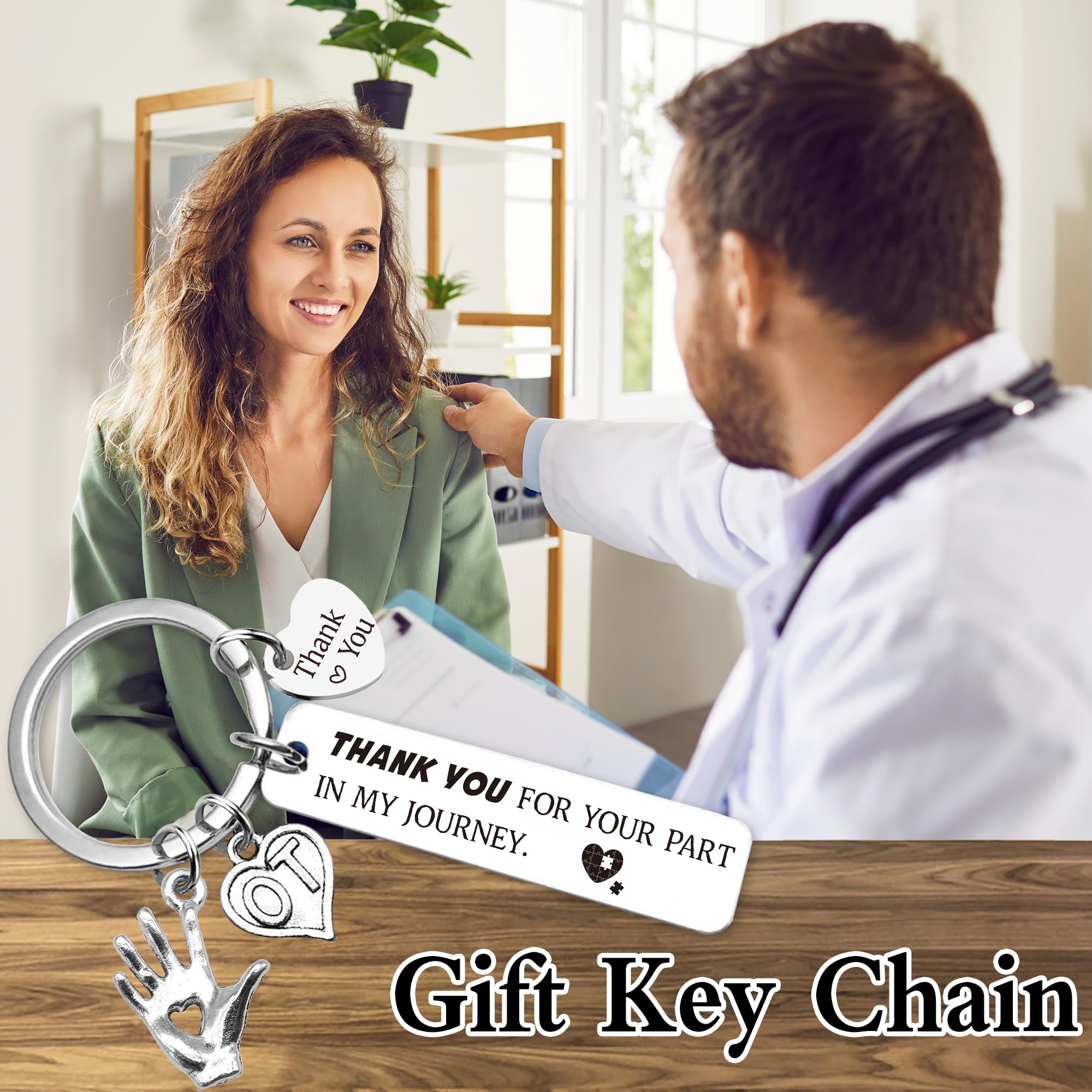 Therapy Gifts Keychain for Women Men - Thank You Keychains for OT PT Therapist, Slp Mental Health Mentor Appreciation Gift