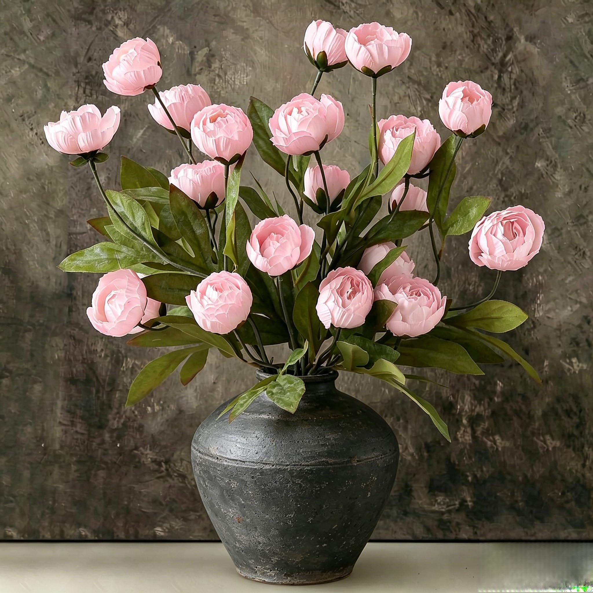 GIAUMA 16 Pcs 27" Faux Pink Silk Peony Artificial Flowers for Vase, Bulk Fake Peonies Branches with Stems for DIY Bouquet Centerpieces Wedding Fillers Arrangements Shower Decorations