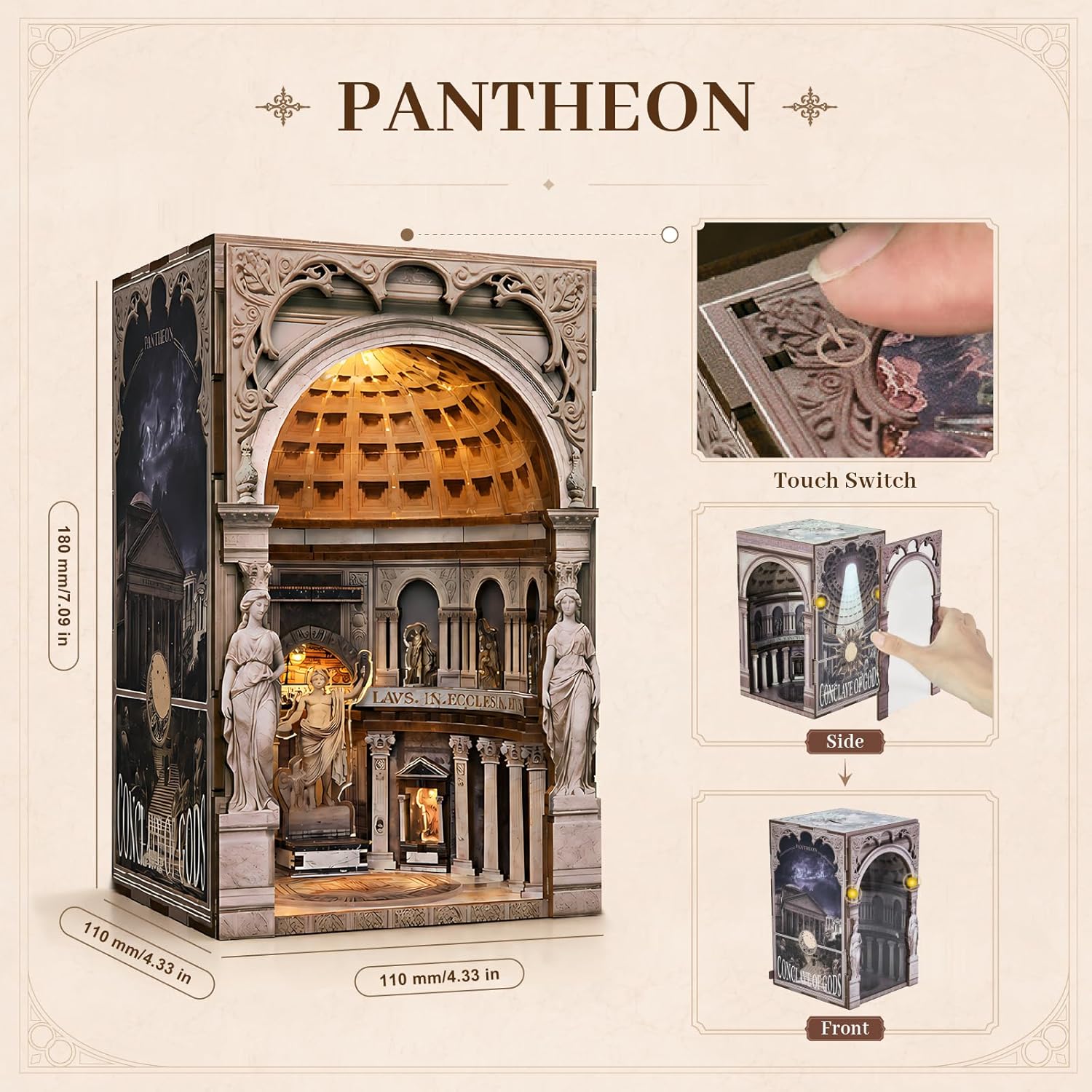 2 Pack 3D Architecture Model Building Kit with LED Lights, Dust Cover, Openable Door, Easy Assembly in 2-3 Hours, DIY Craft Gift for Adults Teens Home Decor (Pantheon & Notre-Dame Basilica)