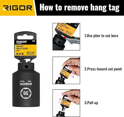 Miniatura 31 de RIGOR 11004 - Enchufe de impacto de tuerca de eje de 1.260 in, accionamiento de 1/2 pulgada, 6 puntos, profundo, CR-MO, métrico, ajuste rápido