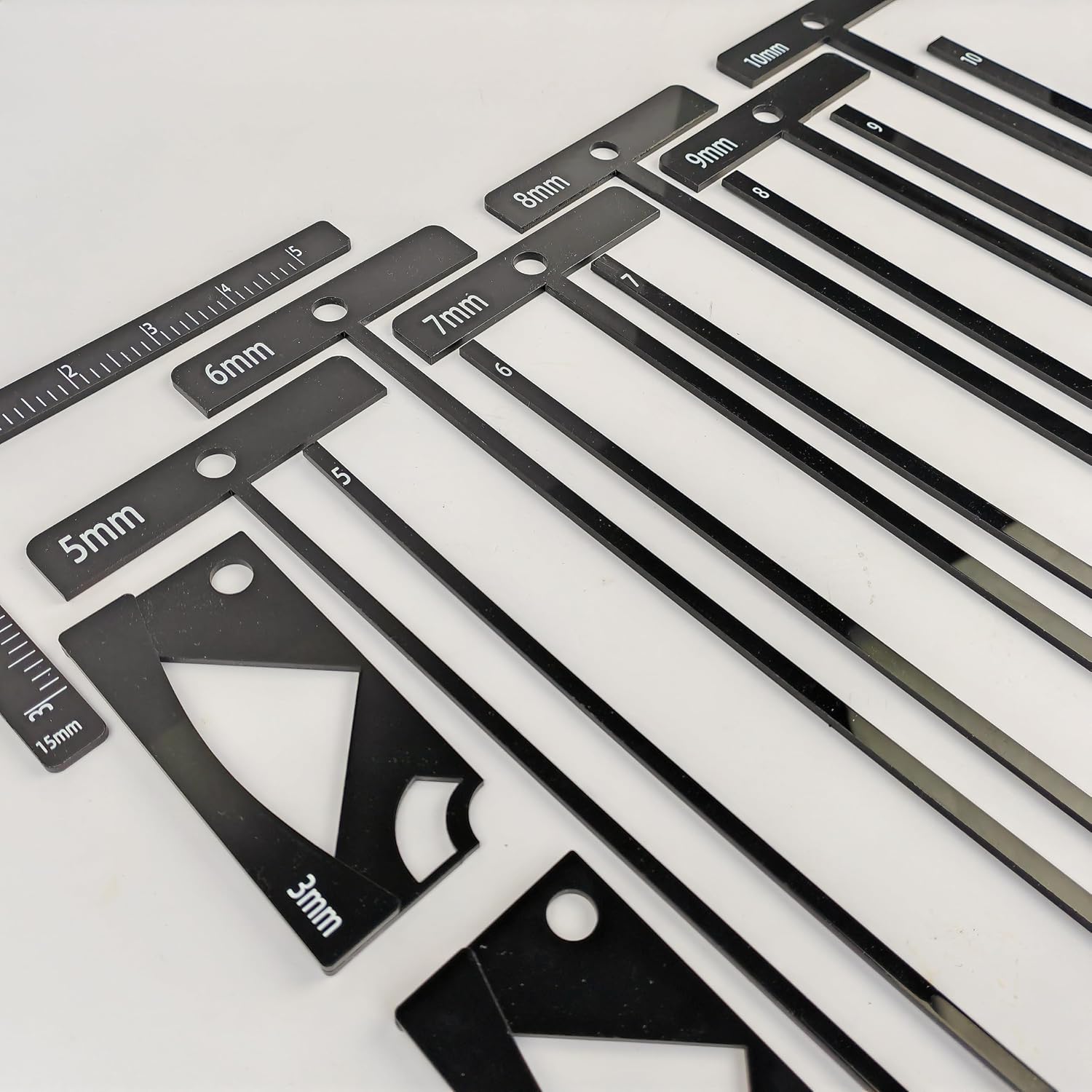 15-Piece Book Binding Ruler Set, Includes T-Shaped, Cutting Angle, and L Rulers, Acrylic Material