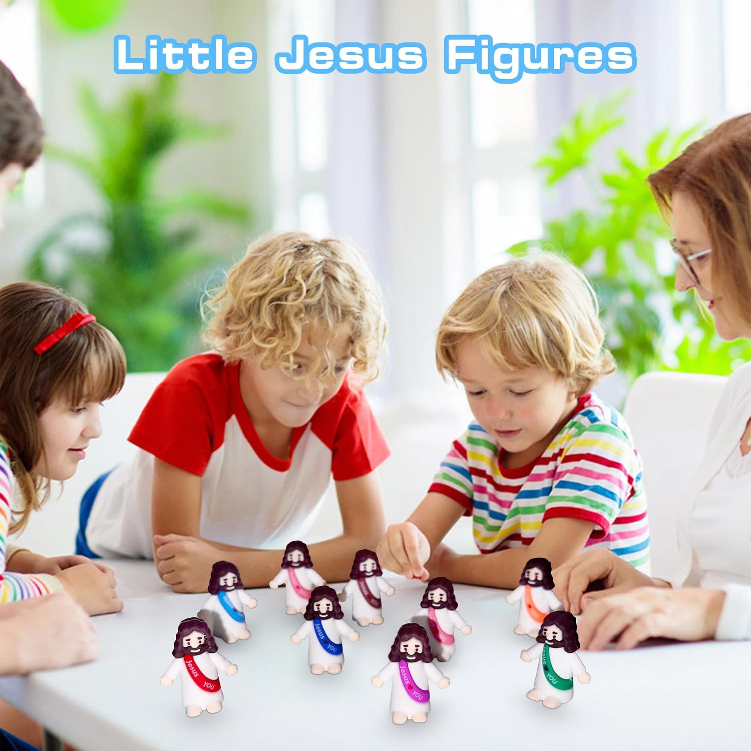 100 PCS Little Jesus Figures Mini Jesus Figurines in Bulk 10 Colors Tiny Religious Party Favors, Baptism Gifts Religious Gifts for Easter Egg Stuffers