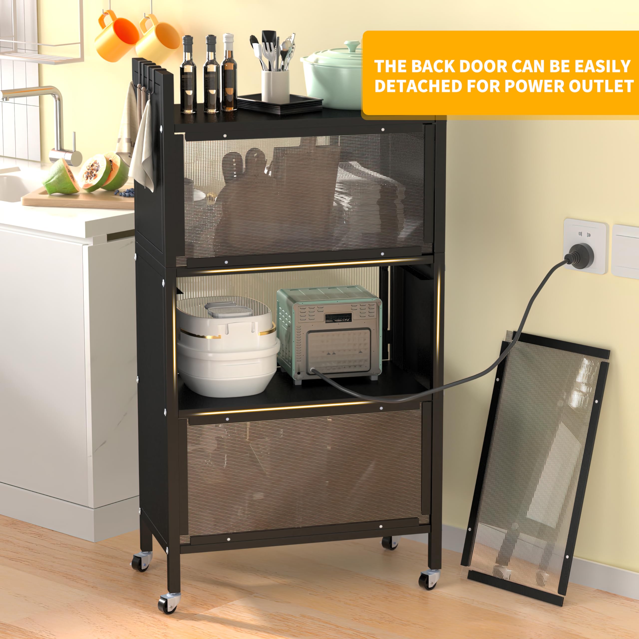 Kitchen Bakers Rack Amazon 4 Tier Kitchen Storage Cabinet, Kitchen Bakers Rack with Flip Door for ...