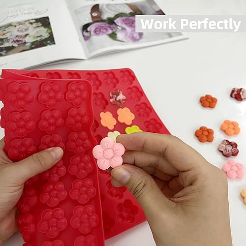 Miniatura 2 de Hoja de silicona Flower Blossom para gomitas de caramelo de chocolate, bandeja para hornear flores con raspador