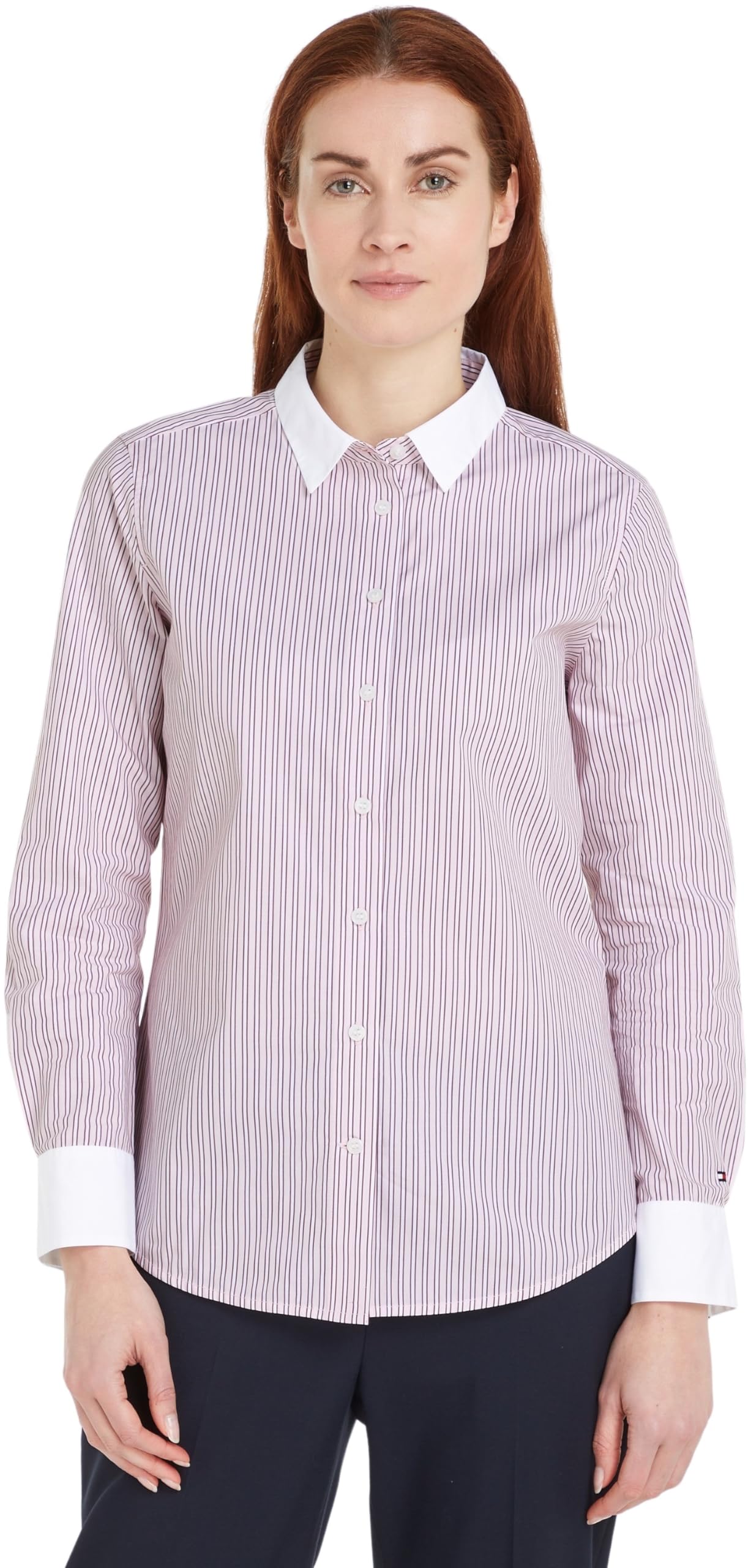 Tommy Hilfiger Donna Camicia Stripe Regular Shirt in Cotone