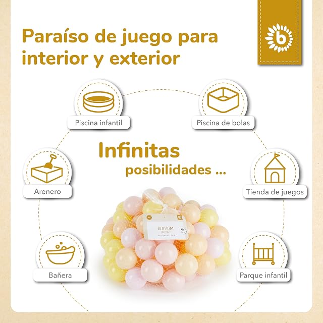 Foto 6 de 7 de Bieco Pelotas para Piscina de Bolas Blossom, 100 Unidades, Bolas de Colores, baño de Bolas para niños