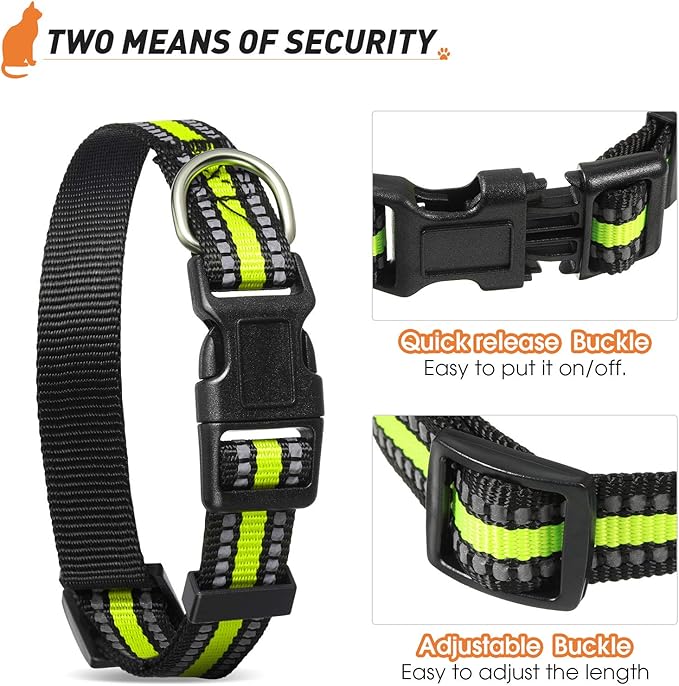 Weewooday Collar Reflectante Nylon Ajustable para Gatos Medianos 3 Piezas miniatura 5