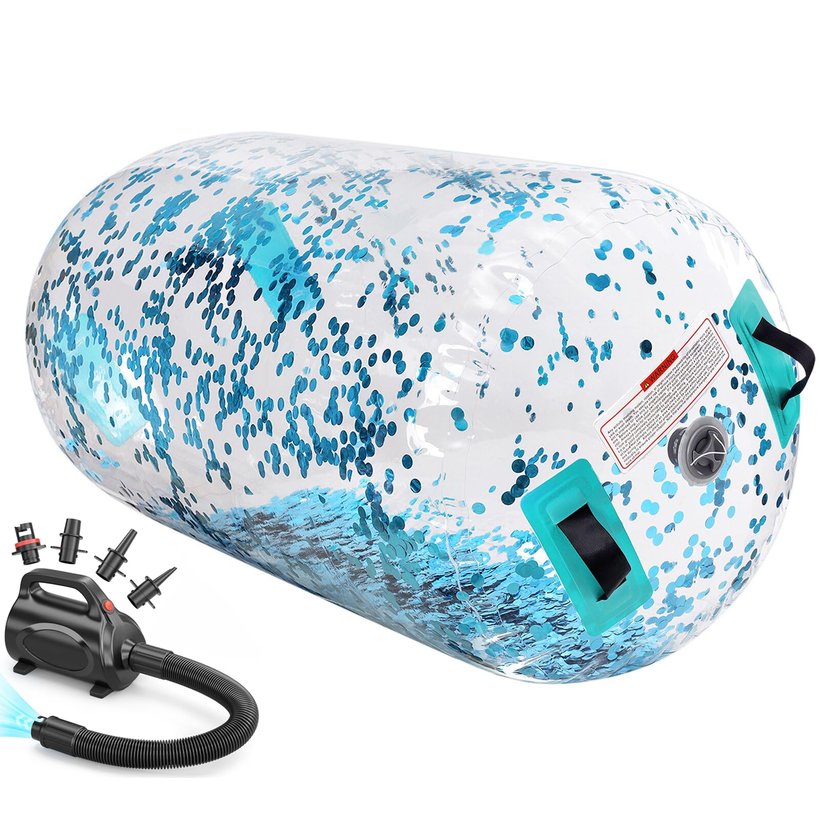 Air Rolle Turnen, Air Roll Aufblasbare Air Barrel Gymnastik Yoga Rolle mit Luftpumpe Tumbling Matten Trainingsmatte Gymnastikmatte Fitnessrolle
