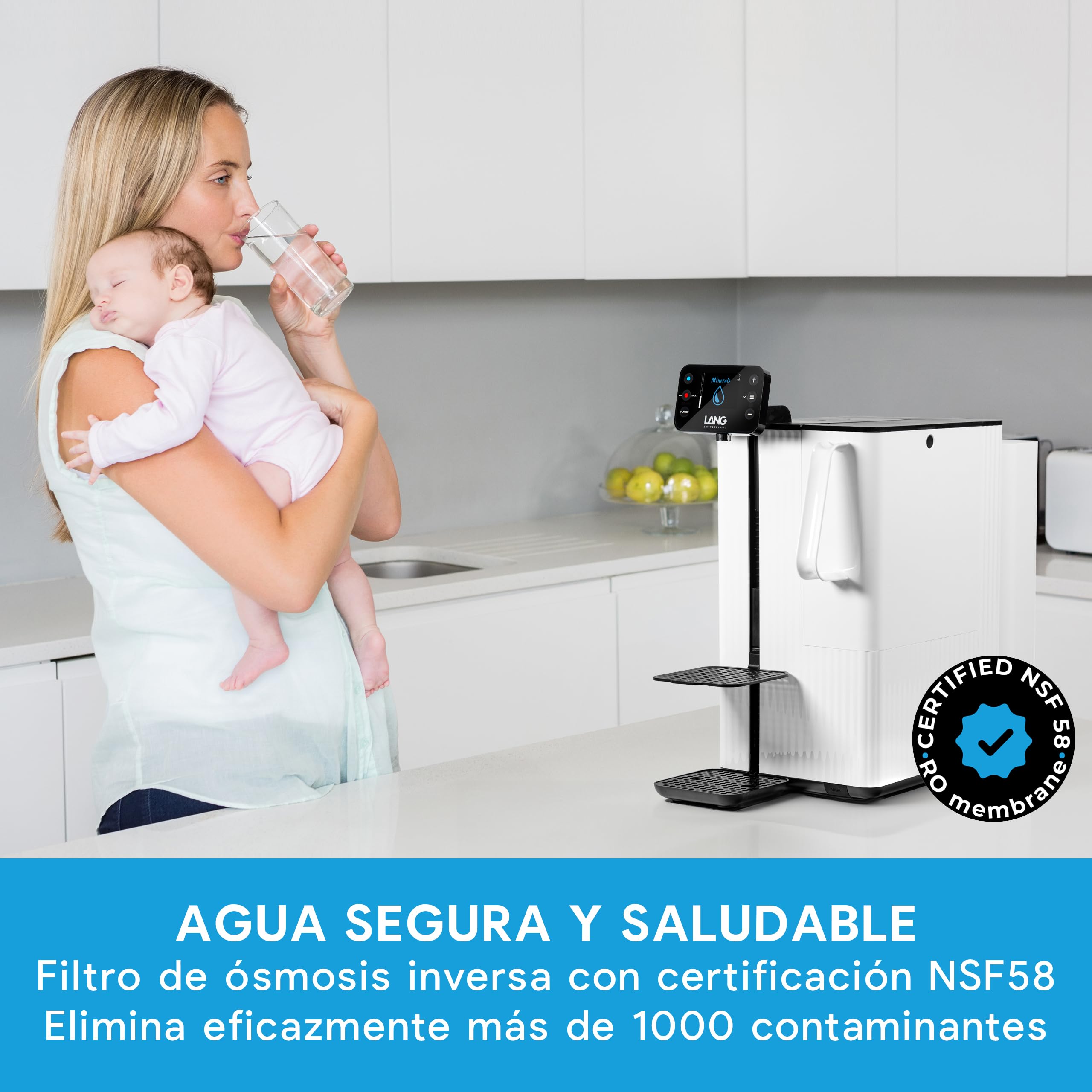 LanGWATER Juego de filtros de repuesto para el Purificador de Agua TheWell 2. Filtro 1 sedimentos combinado con carbón activado, filtro 2 ósmosis inversa certificado NSF 58 - Anti-sarro - Fácil
