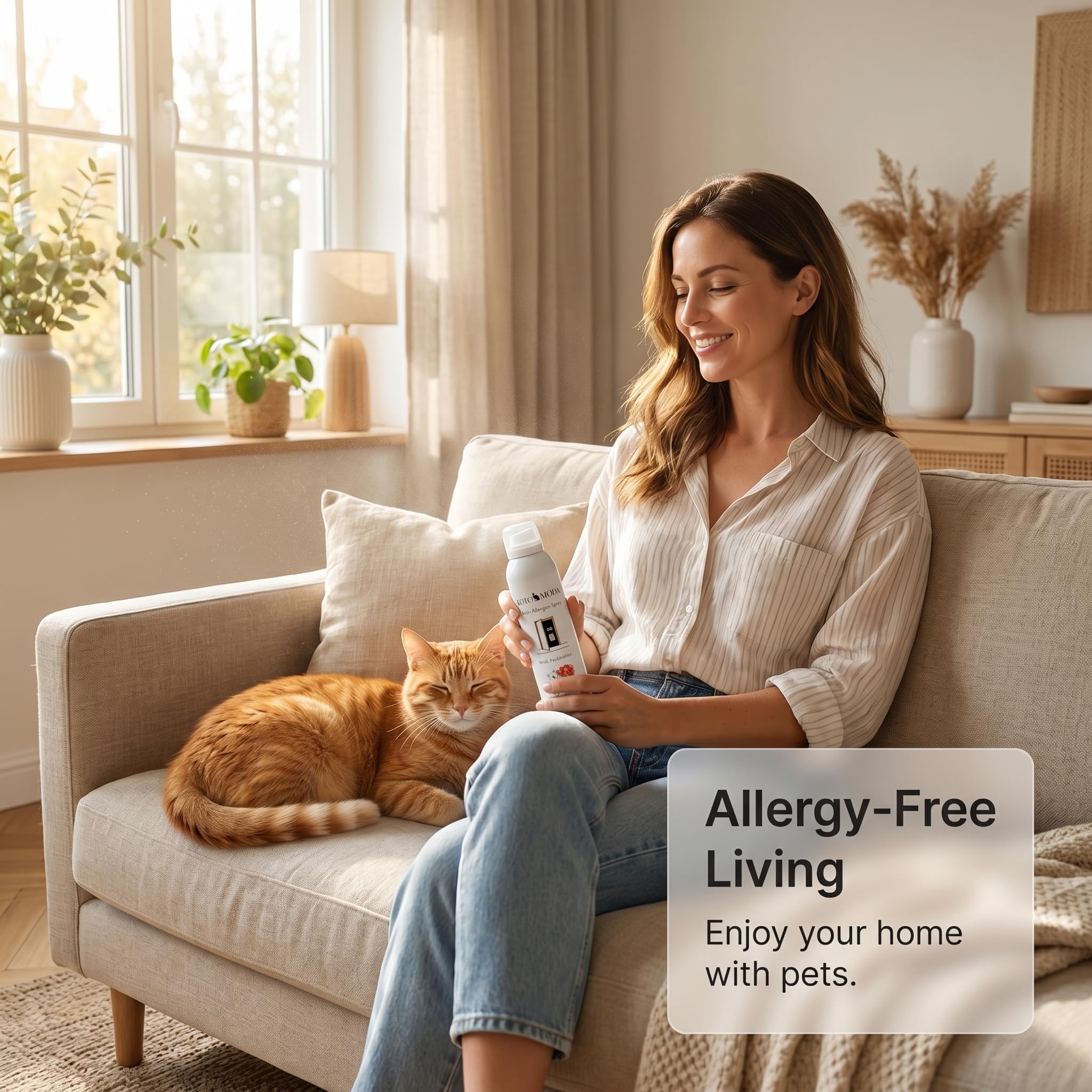 Spray Probiótico Antialérgico para Dueños de Gatos 200 ml — Neutraliza el Alérgeno Fel d 1 en Alfombras, Sofás y Ropa de Cama — Seguro para Gatos, Perros y Niños — Fórmula Biotecnológica