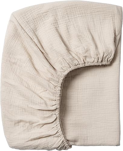 Meracorallo Sábana bajera ajustable de muselina para cuna, suave y transpirable, para colchones estándar para cuna y niños pequeños, color beige