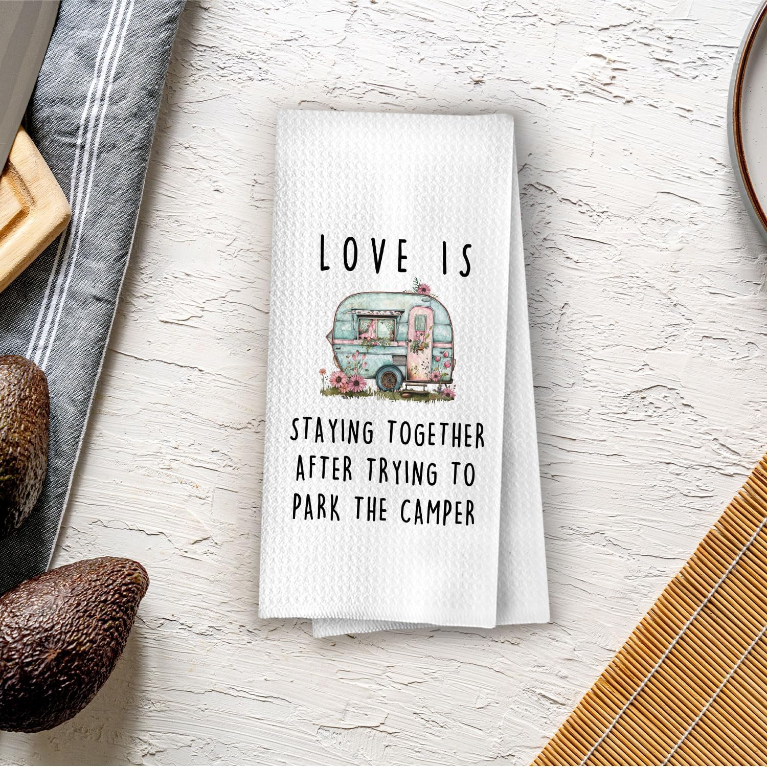 Camping Gifts Kitchen Towels - Gifts for Camping Lovers Decorative Waffle Dish Towels, Camper Gifts for Women Hand Tea Towel, 16x24 Inch - Image 4