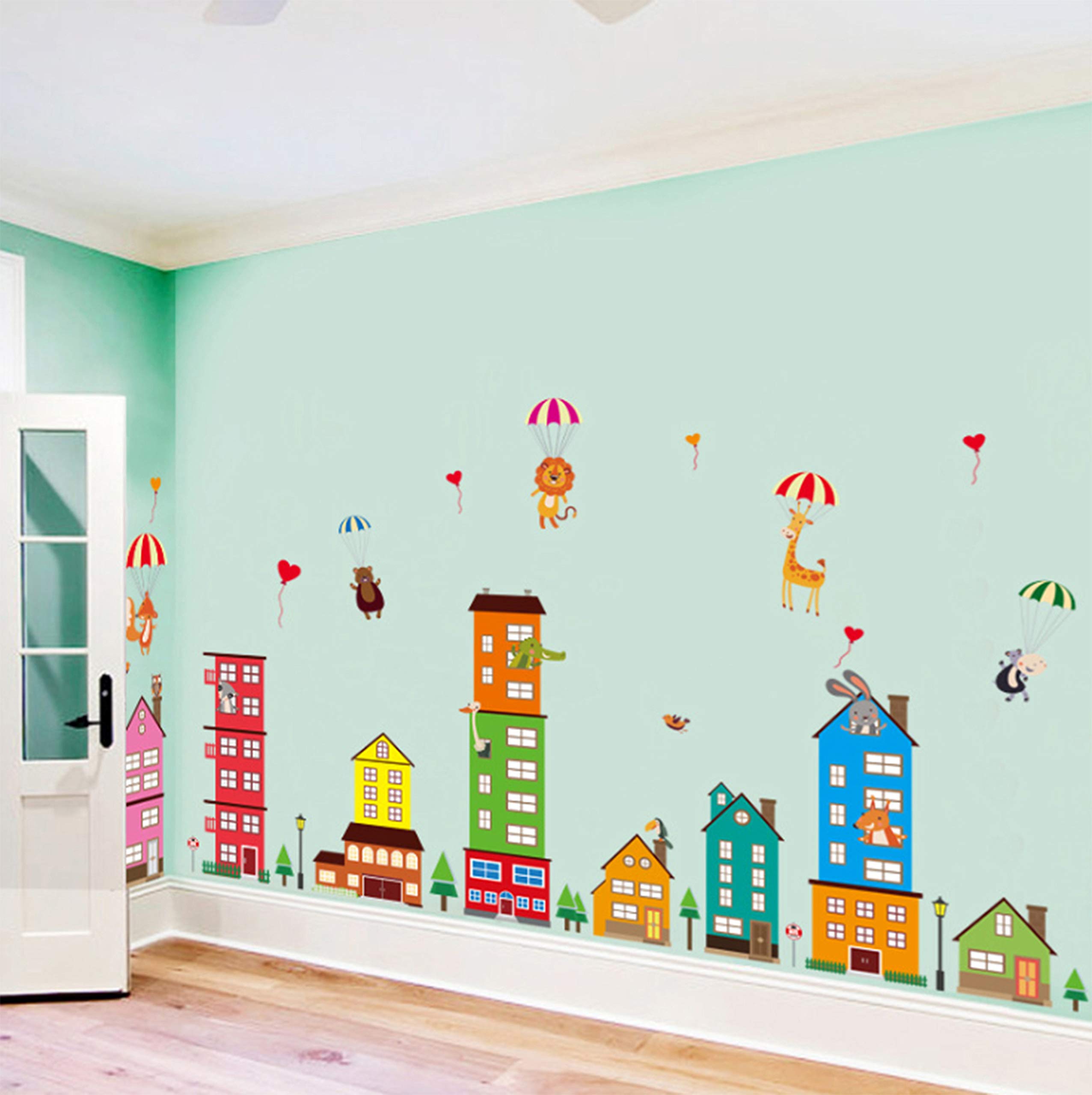 Stickers muraux Les Quartiers des Animaux grande taille pour habiller facilement un mur blanc