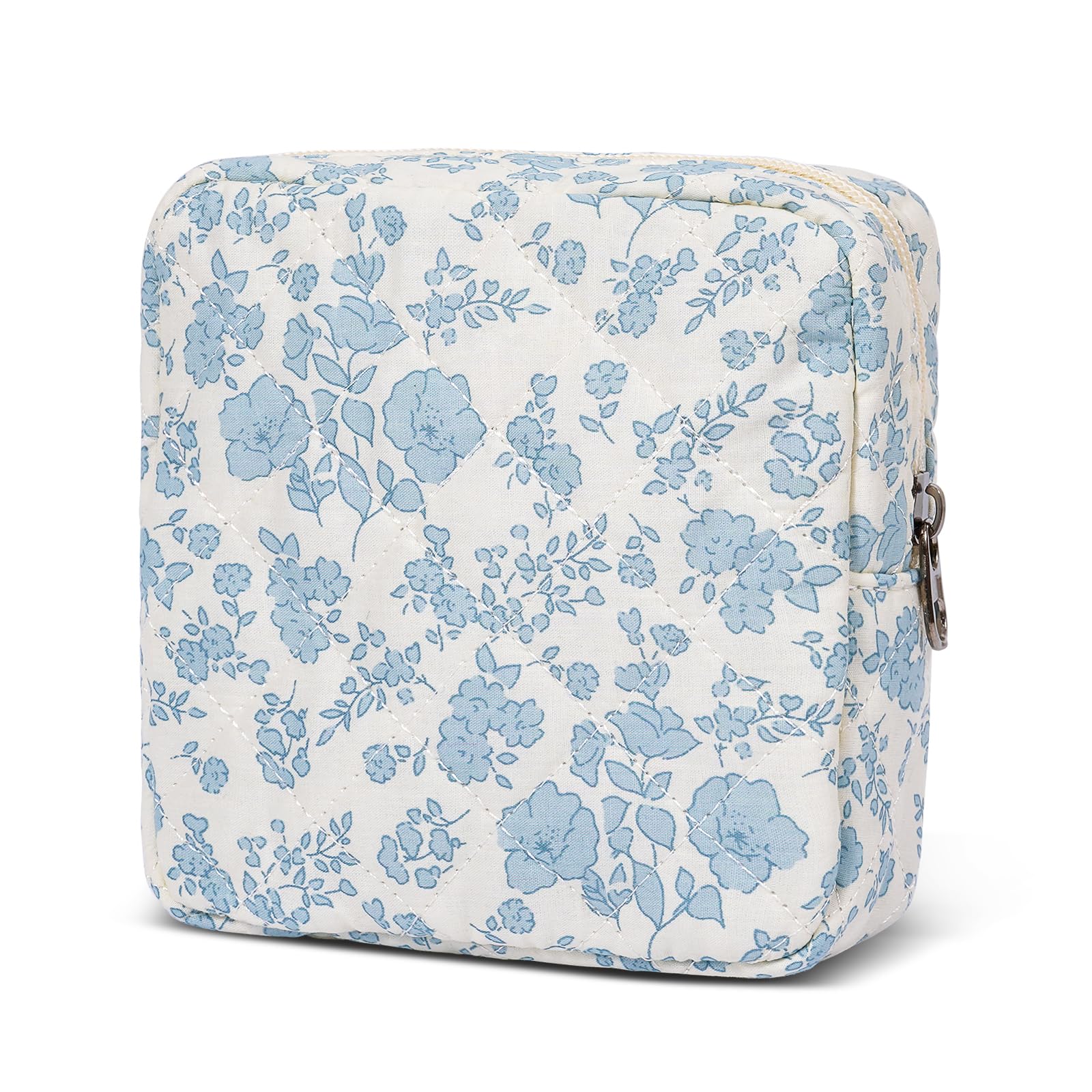 SXS LACONIC Small Makeup Bag for Purse,Quilted Cosmetic Pouch, Mini Make up Bags with Compartments Inside, Cute Cosmetic Organizer for Women, Travel