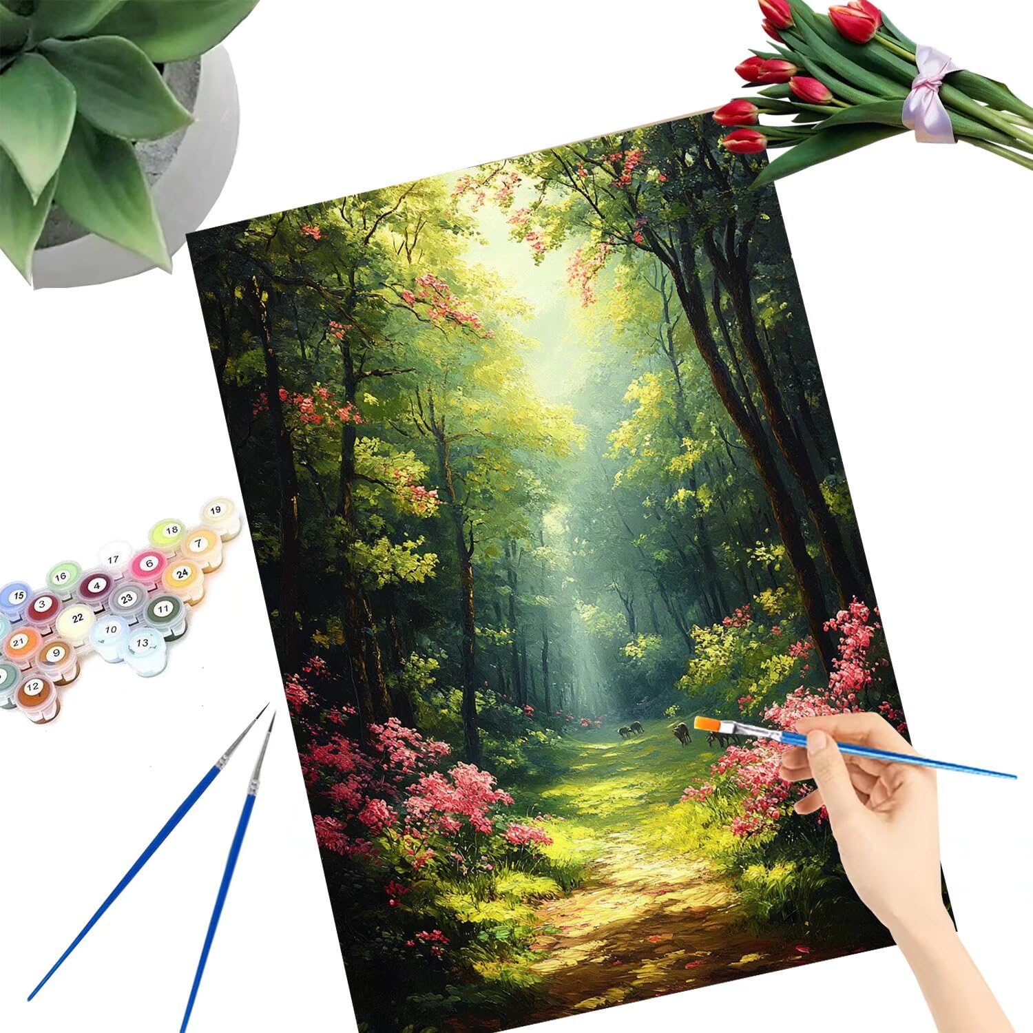 Pintar por Numeros Adultos pintar por numeros niños manualidades niños 10 años, DIY Pintar por Números de Pincel y Pintura acrílica Decoraciones para el Hogar Manualidades, sin Marco 70x90cm C-99