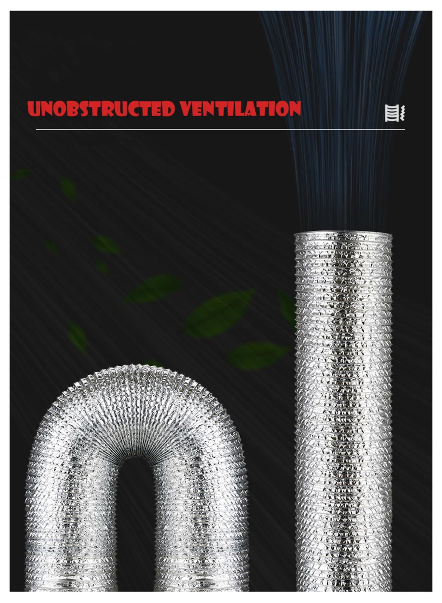 Condotto di ventilazione flessibile in alluminio, Kit condotto flessibile in alluminio, argento, dimensioni multiple for lo sfiato dell'asciugatrice e l'estrattore(5m 180mm)