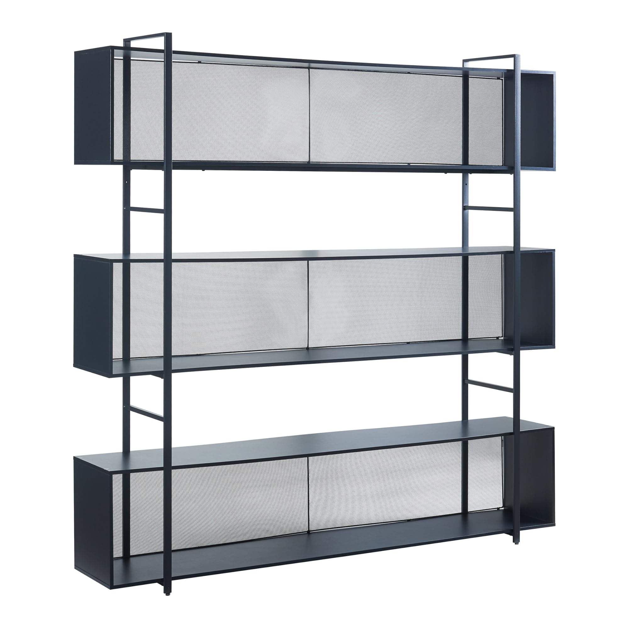 [en.casa] Scaffale da Terra Libreria con 3 Scomparti e Ripiani Aperti Mobile Espositore per Casa Ufficio Negozio 180 x 180 x 33 cm - Nero
