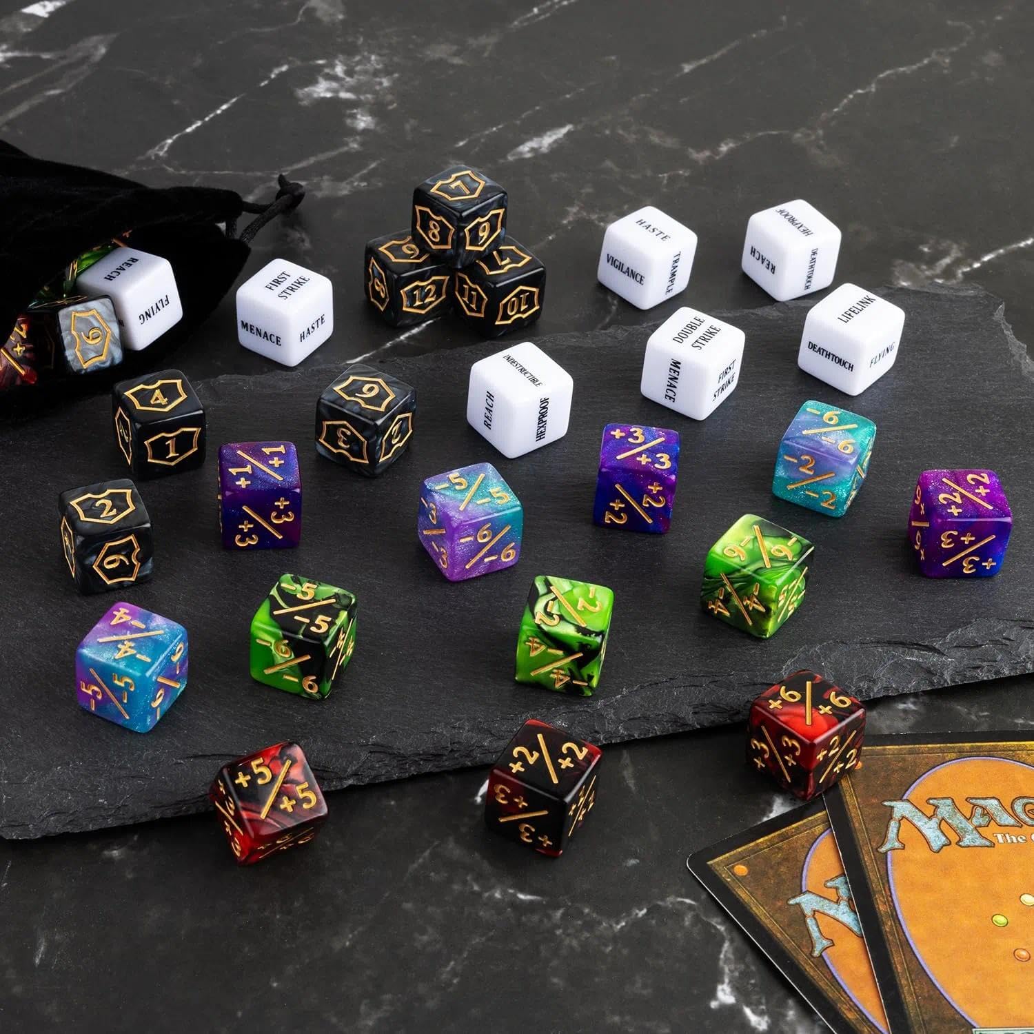 68 PCS MTG Dice Counters Set including Ability Keywords Tokens, Shield Life Counter Dice, +1/+1 & -1/-1 Counters - Image 4