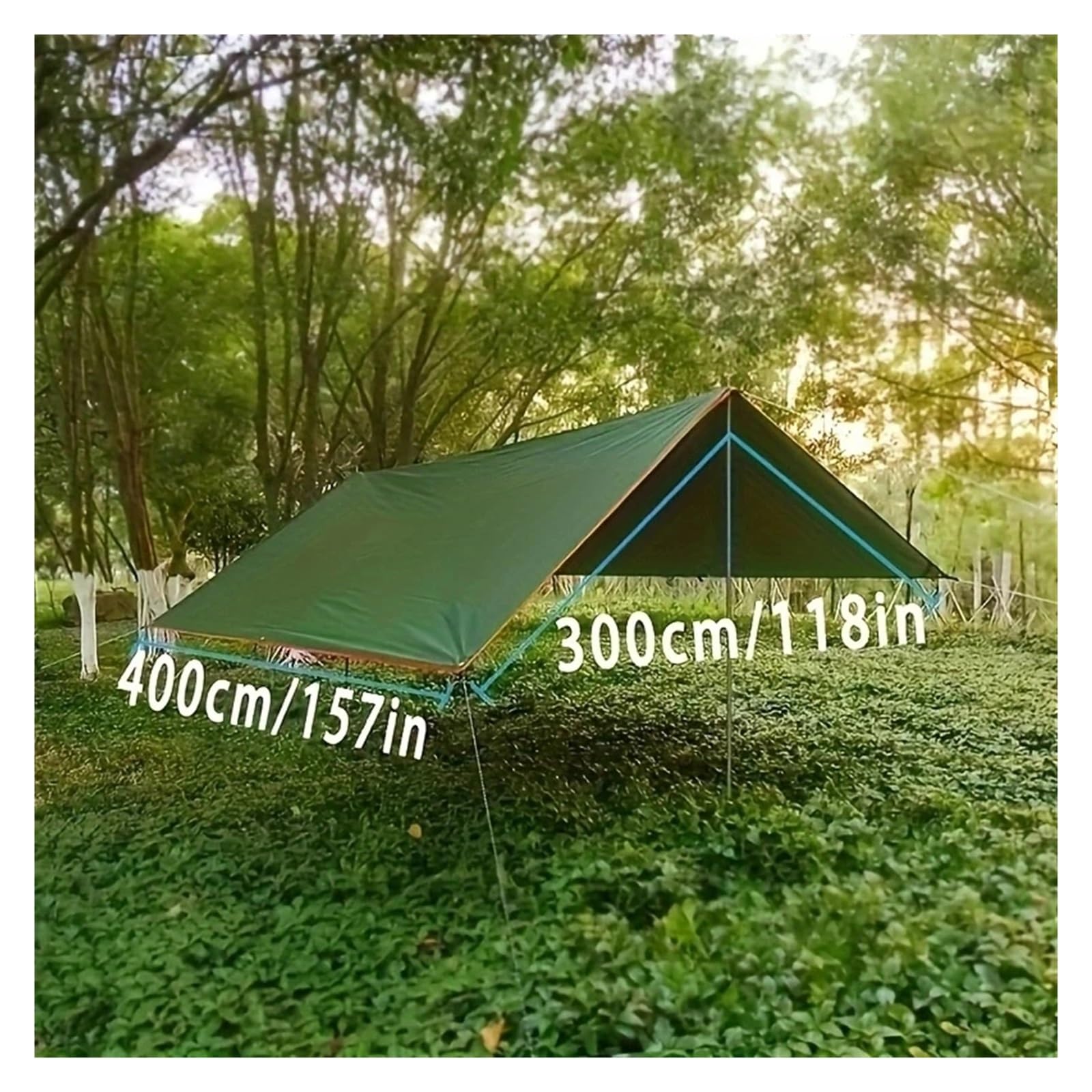 Bâche imperméable ultra légère - 5 x 3 m - 4 x 3 m - 3 x 3 m - Pour le camping, la plage - Vert - 3 x 5 m