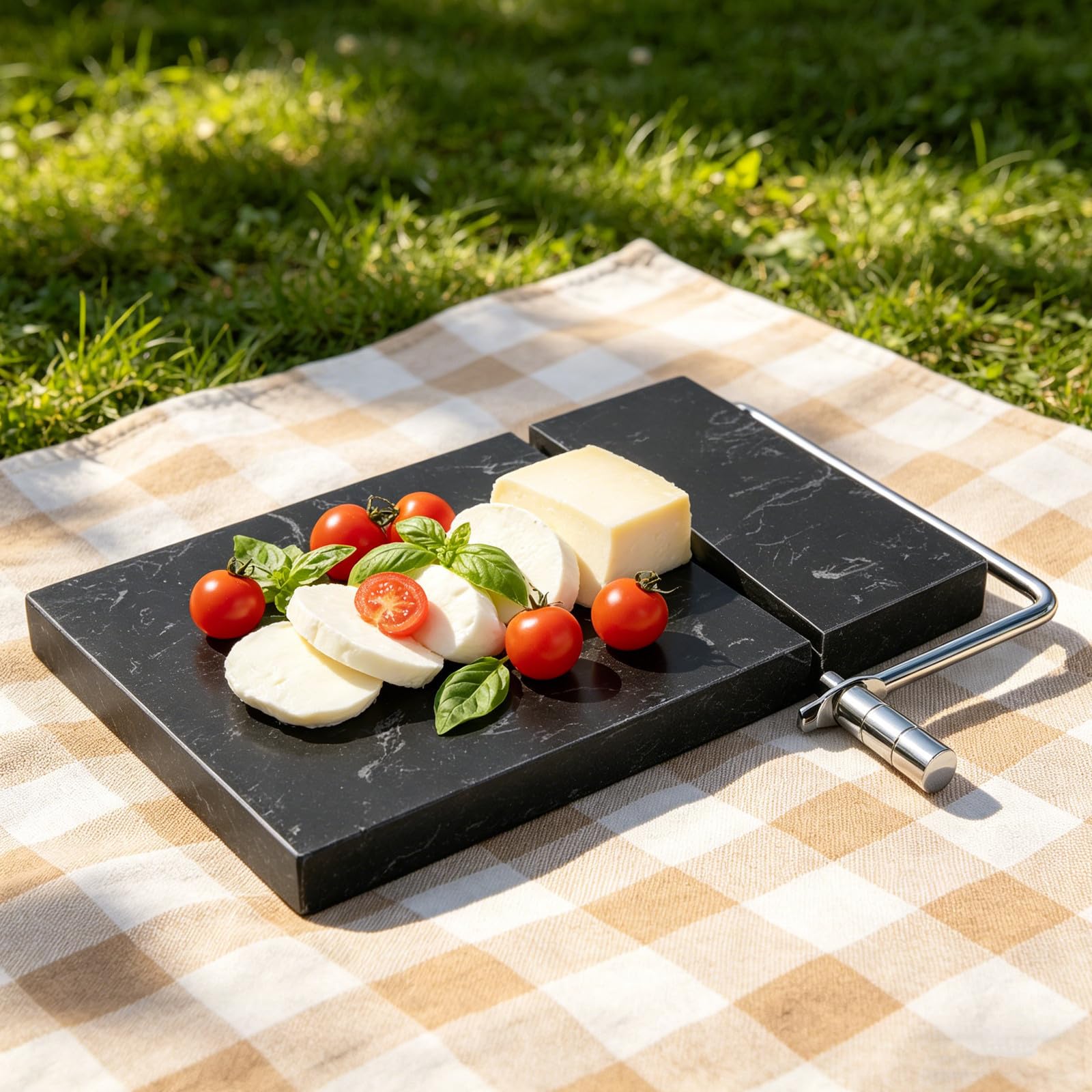 Multifunktionaler Käseschneider aus Edelstahl mit Marmoroptik Saubere Scheiben und Sicherer Halt für Käse Schinken und Gemüse bei Picknick oder Sandwichzubereitung Größe