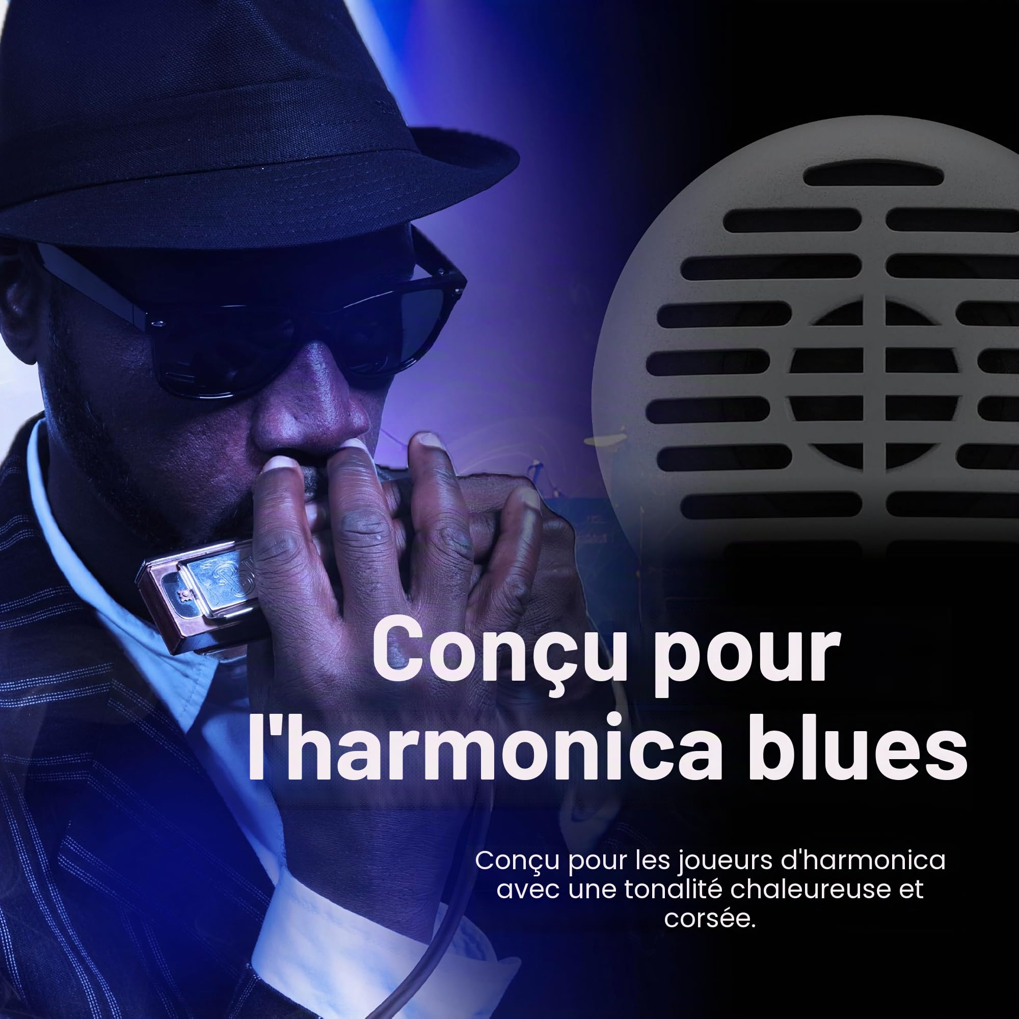 Superlux D112/C Micro dynamique, cardioïde pour Harmonica avec contrôle de niveau intégré – Idéal pour les enregistrements en studio et offrant un son de blues classique pour les joueurs de Harpe. Design ergonomique - Tient parfaitement dans la main