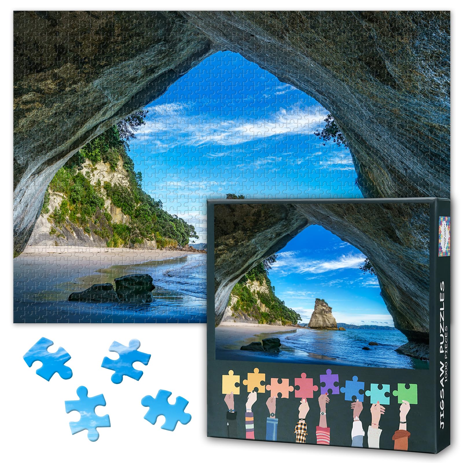 1000-Piece Jigsaw Puzzle for Adults -Cave at Cathedral Cove Coromandel Coastal Landscape 50x70cm Collectible Art