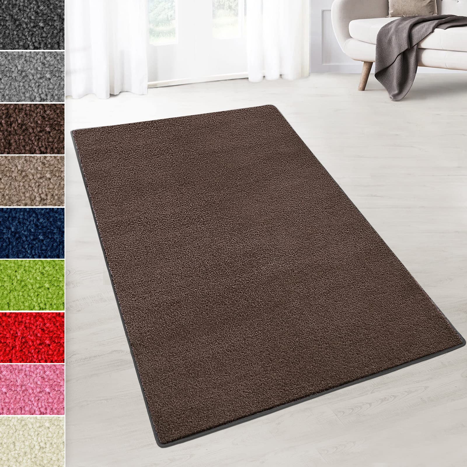 Floordirekt Dynasty, Tappeto in Velluto, Resistente e Facile da Pulire, Morbido Pelo in Velluto, Disponibile in Diversi Colori e Dimensioni (Fango, 66 x 300 cm)