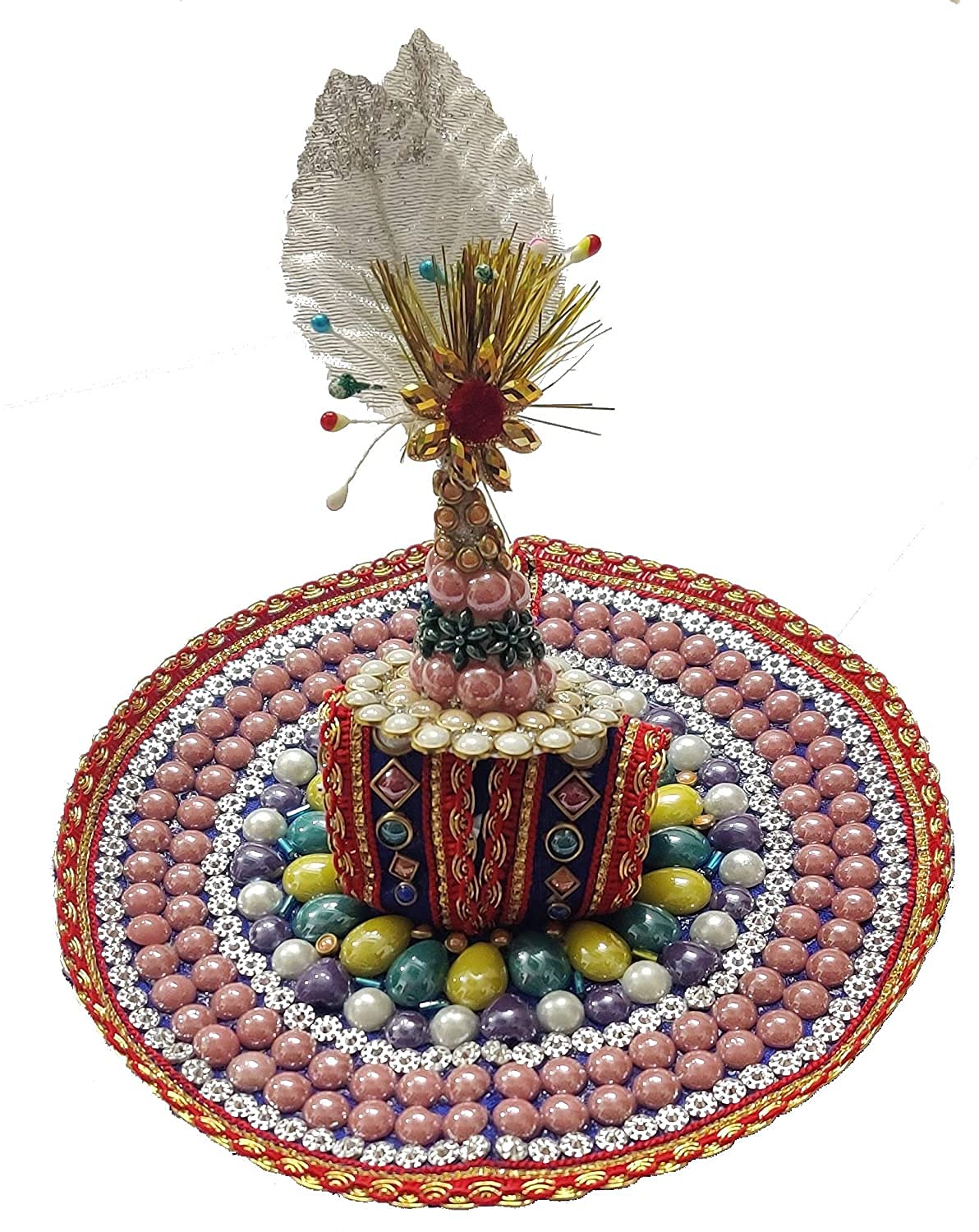 GenericLaddu Gopal Stone Dress with Cap | Krishna Ji Poshak | God Dress | Bal Gopal Stone Dress (2 Piece Set :Dress, Cap) No.0 (No 0)