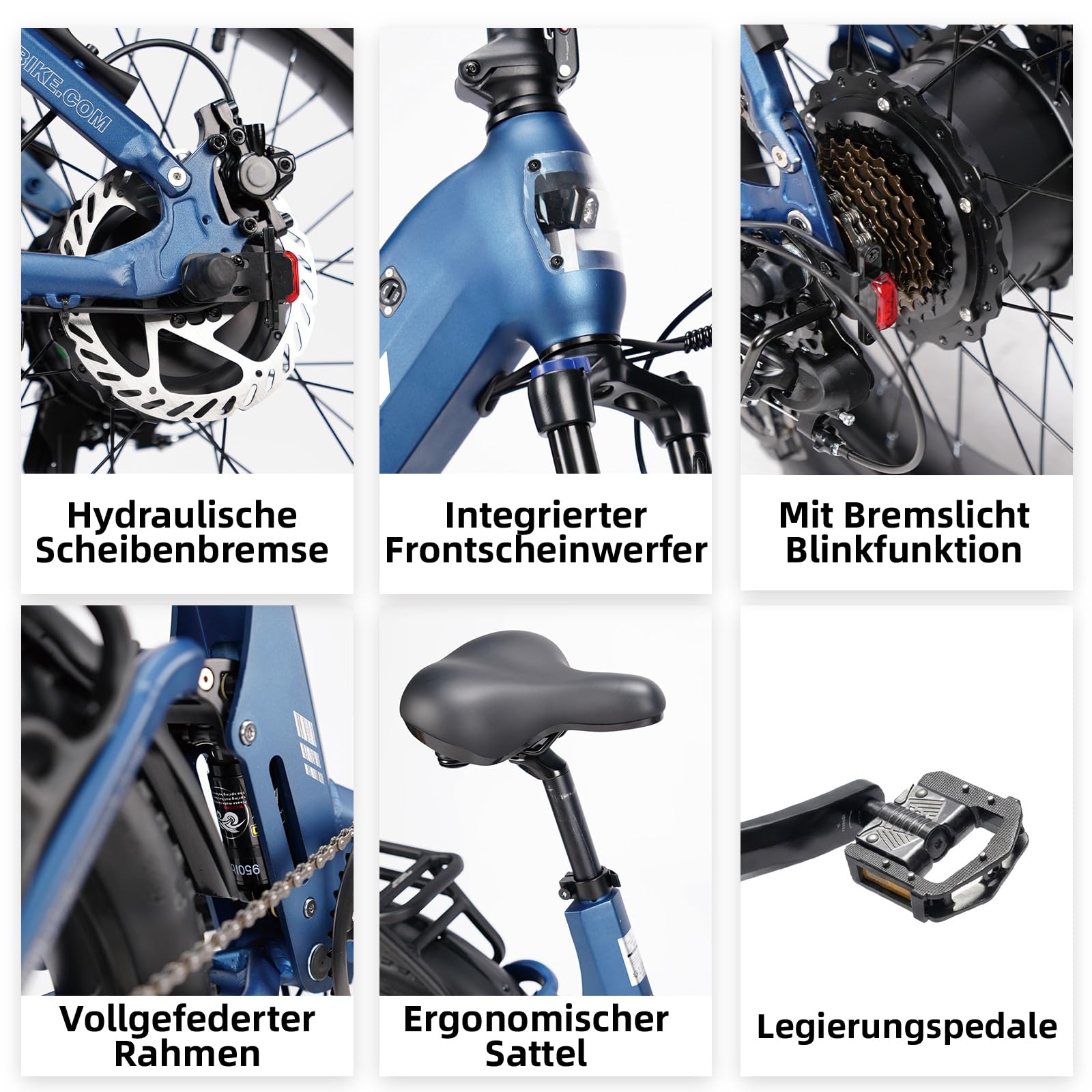 ttgo F7 E Bike Klapprad, 20 * 3 Zoll Elektrofahrrad Herren Damen mit 250W Motor, 70Nm Drehmoment, 48V 15AH Akku, bis zu 120 km Reichweite, 7-Gang Getriebe mit LCD-Display