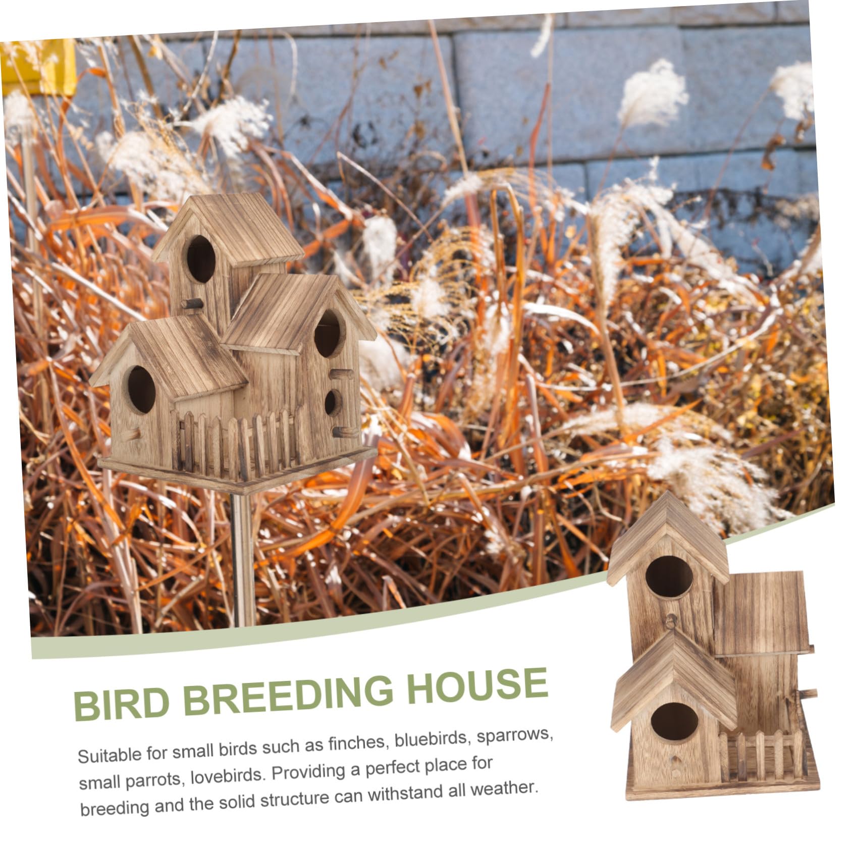 SHINEOFI Villa Nido de Pájaro de Madera para Periquitos Comedero Independiente para Pájaros Caseta de Anidación Colgante para Jardín Accesorio para Loros