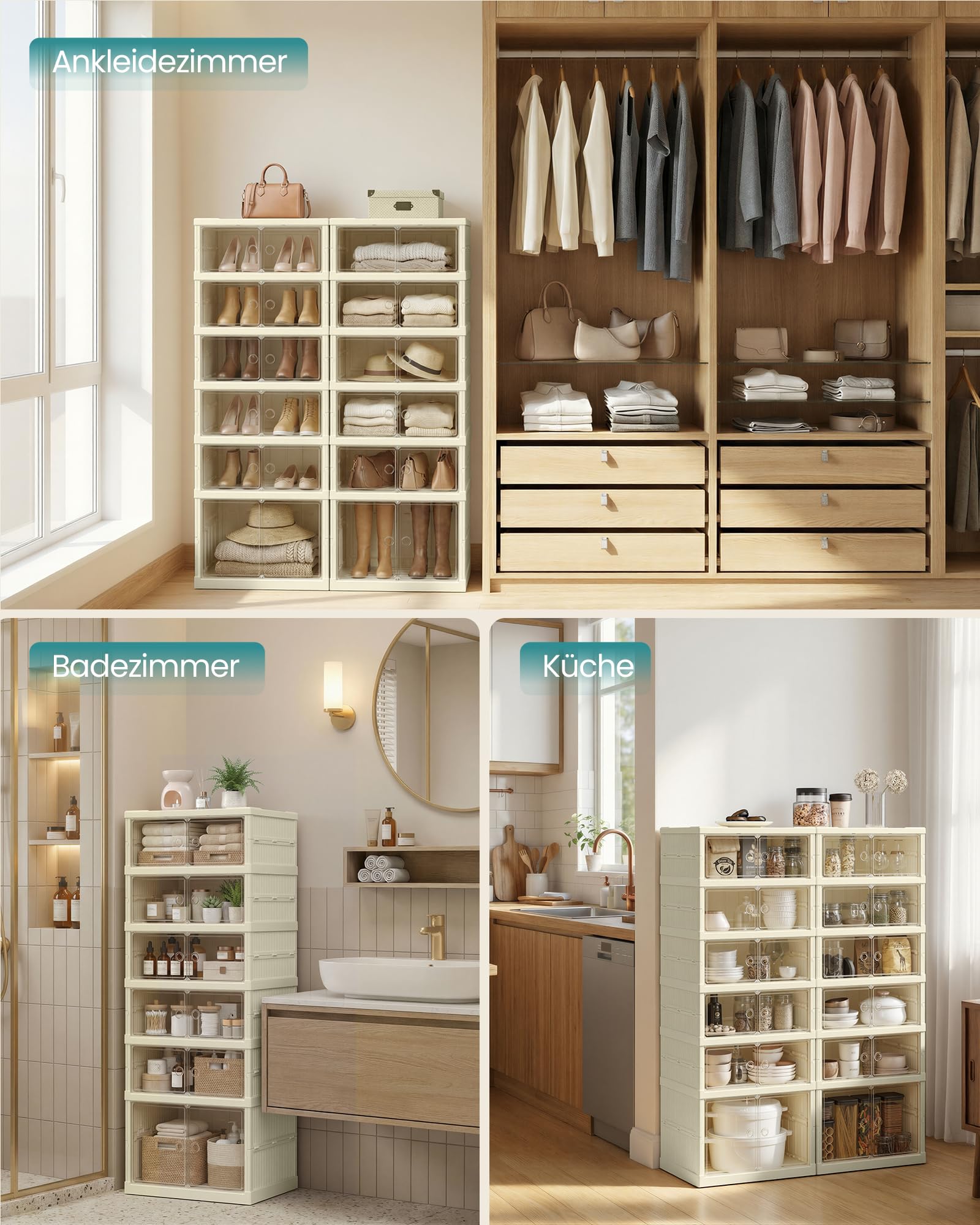 SONGMICS Schuhschrank, schmal, faltbar, Schuhregal, Organizer, transparente Tür, für 12 Paar, für Stiefel, Turnschuhe, Flur, Wohnzimmer, 6 Ebenen, Cremeweiß LSP912WD01
