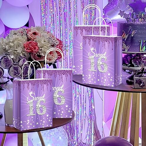 Miniatura 2 de Teling 18 bolsas de regalo de cumpleaños de 16 piezas, bolsas de regalo de cumpleaños de 16 años, bolsas de dulces con asa, decoraciones de