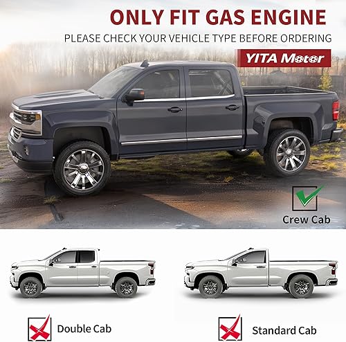 Miniatura 2 de YITAMOTOR Estribos laterales de aluminio estilo OE de 6 pulgadas, barras Nerf, compatibles con Chevy SilveradoGMC Sierra 1500 2007-2018 y 2007-2019