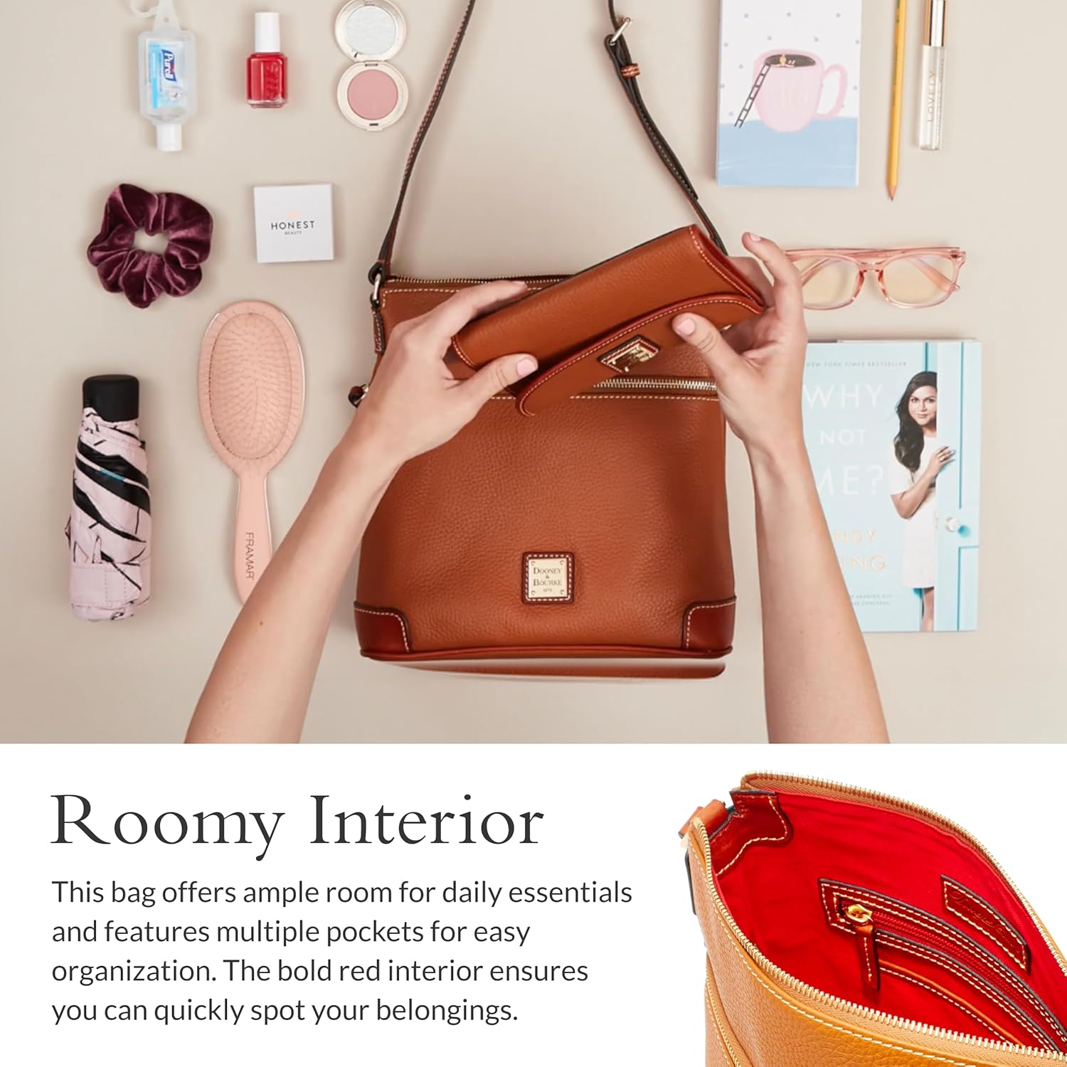 Dooney & Bourke Women's Crossbody in Pebble Grain Leather, Large Handbag with Adjustable Shoulder Strap - Image 2