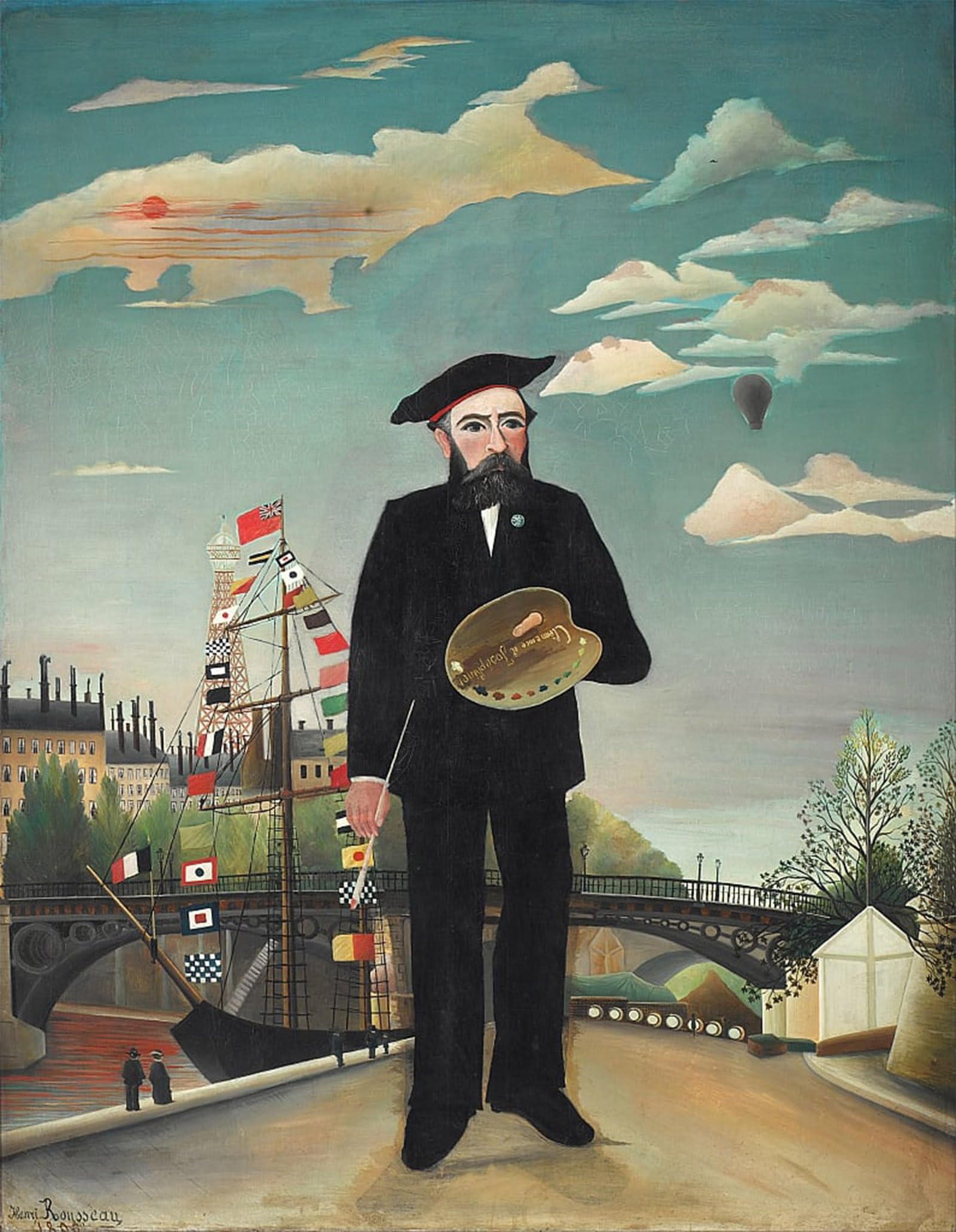 POSTERIIk Famous Animal Posters Vintage Picture Self-portrait by Henri Rousseau Modern Wall Decor for Home Decor 60x90cm