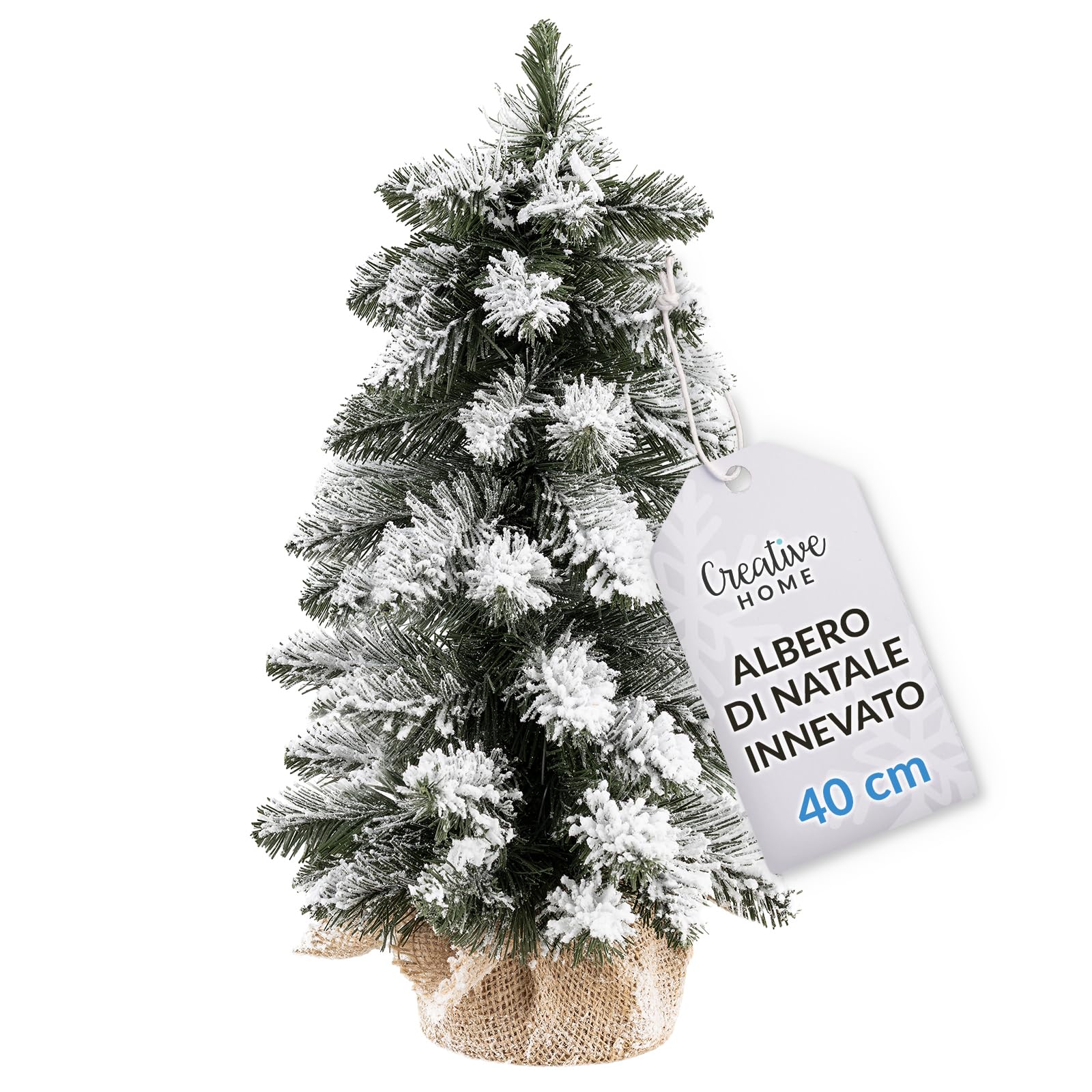 Creative Home Albero di Natale Artificiale Innevato con Effetto Neve | 40cm | Cono Piccolo Albero di Natale Salvaspazio | Alberi di Natale Piccoli per Tavolo, Ufficio | Regalo di Decorazione Fai-da-Te