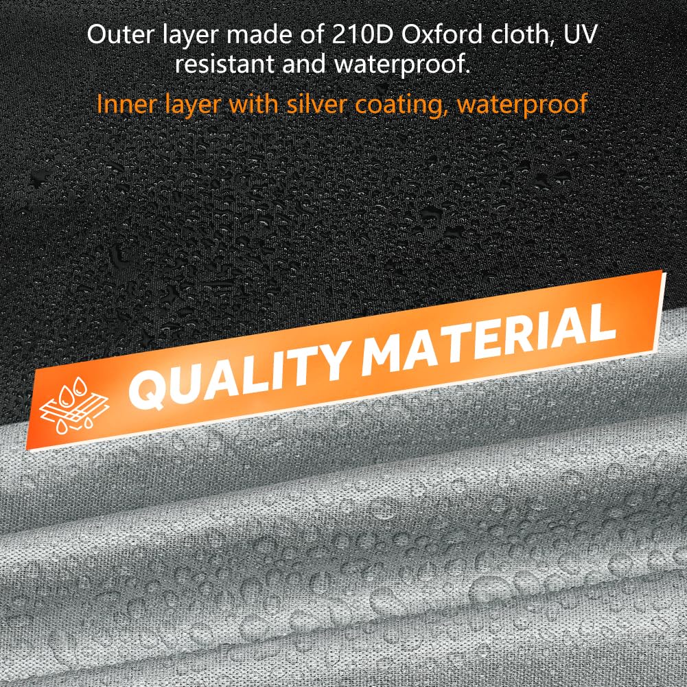 Funda Moto Impermeable Exterior Interior, 210D Tela Oxford con Tiras Reflectantes Resistente Agua, Sol y a Los Excrementos de Pájaros para Variedad de Motocicletas-265x105x125CM — view 8
