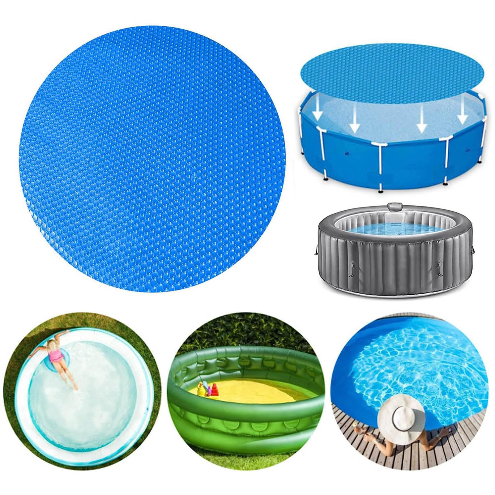 Solarenergie Inground Poolabdeckung | Runde Isolierung - Schwimmbad Heizdecke - für Hausbesitzer, Hotel, Resort, Camping, Apartment, Garten, Hinterhof, Terrasse, Hof, Kinderspielplatz