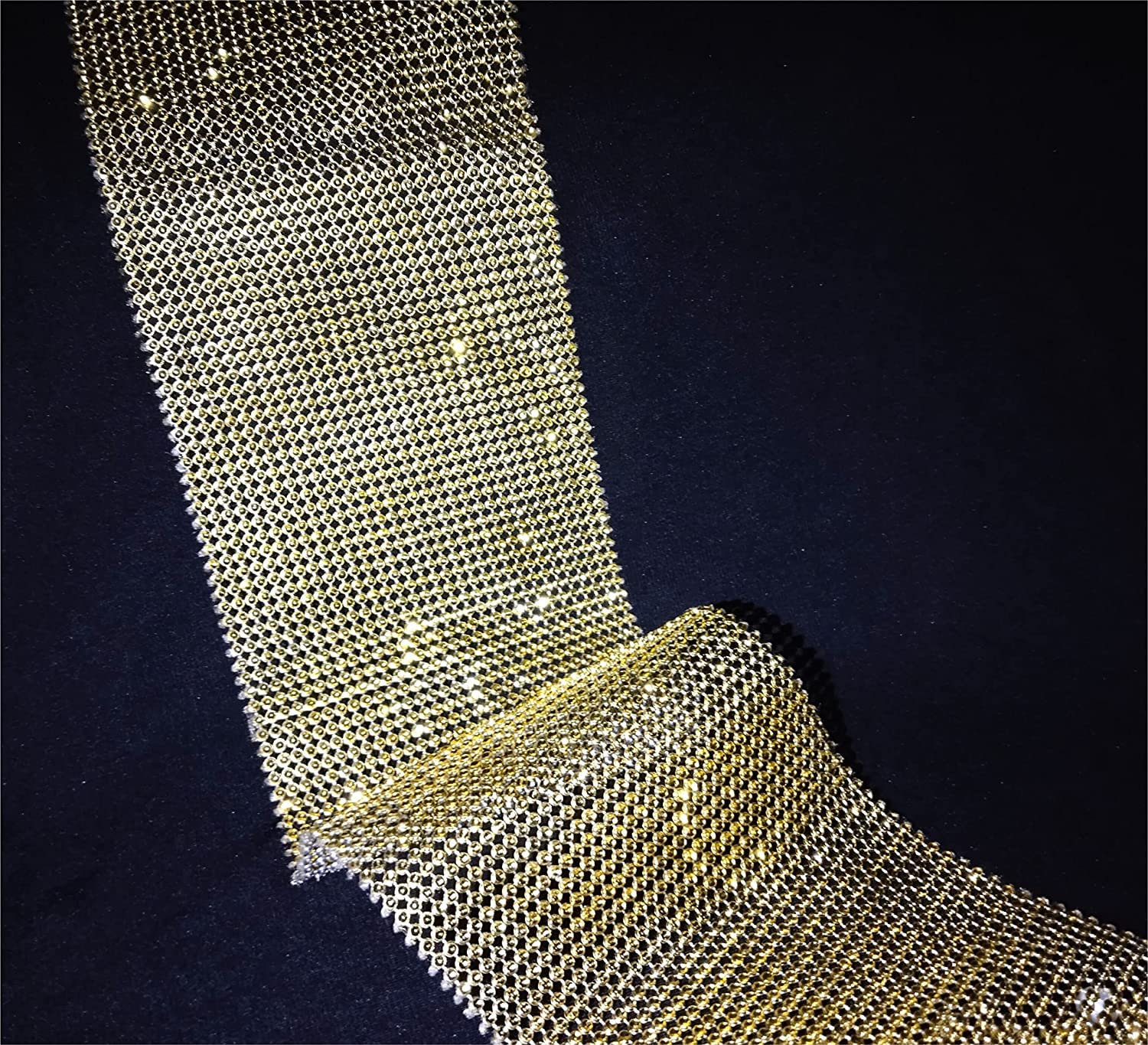 AYSHIFYER 32 Rows Golden 1 Meter | Acrylic Bling Rhinestone Diamond Mesh Ribbon | Mesh wrap | Bling wrap | Rhinestone Ribbon | Decoration Ribbon