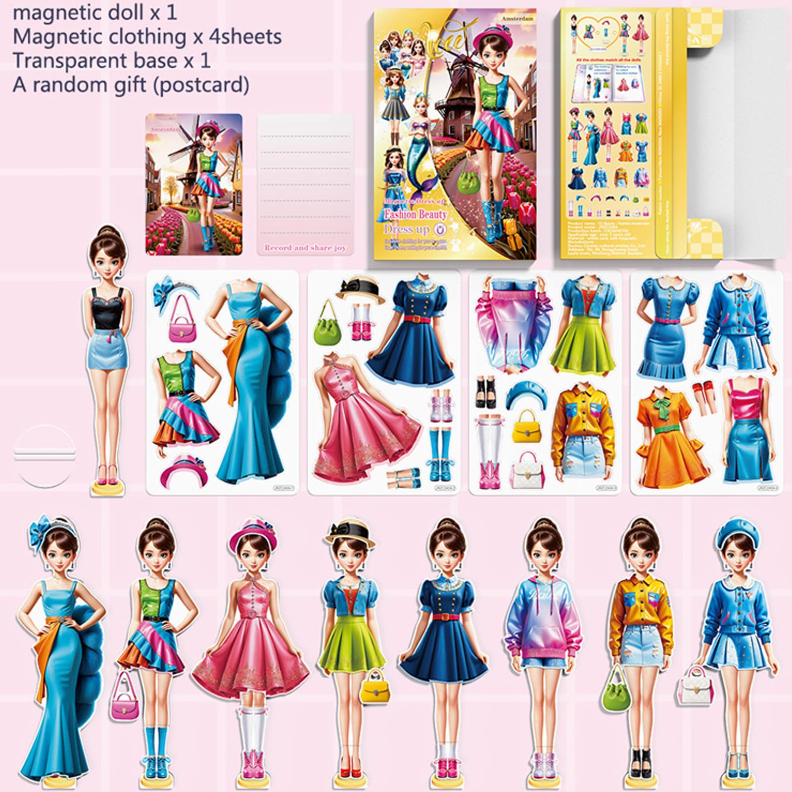 Magnetic Dress-Up - 130g Magnetic Dolls, Early Educational Fashion Designer Doll, Refer to description - Image 4